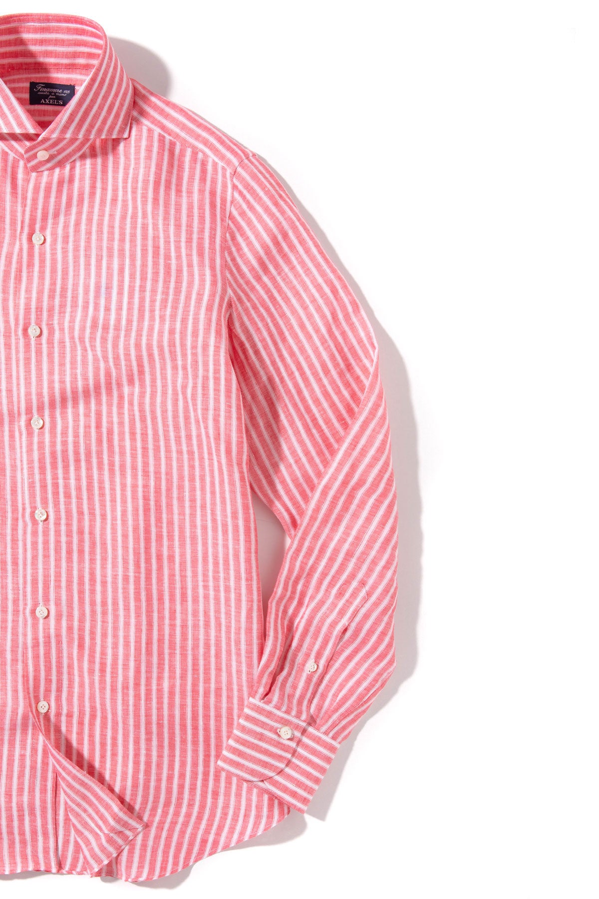 Bonobo Linen Washed Bengal Stripe In Red | Mens - Shirts - Dress | Finamore Napoli