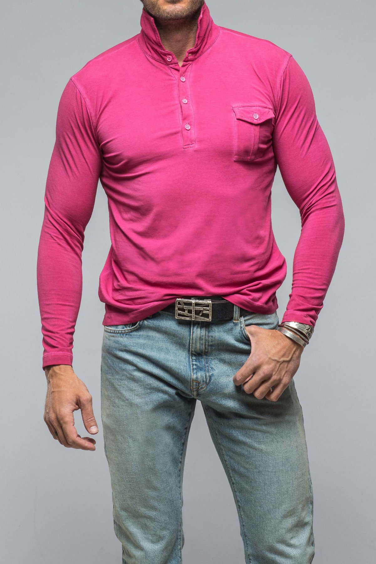 Cafe Paco LS Polo Shirt In Raspberry | Mens - Shirts - Polos | Dune