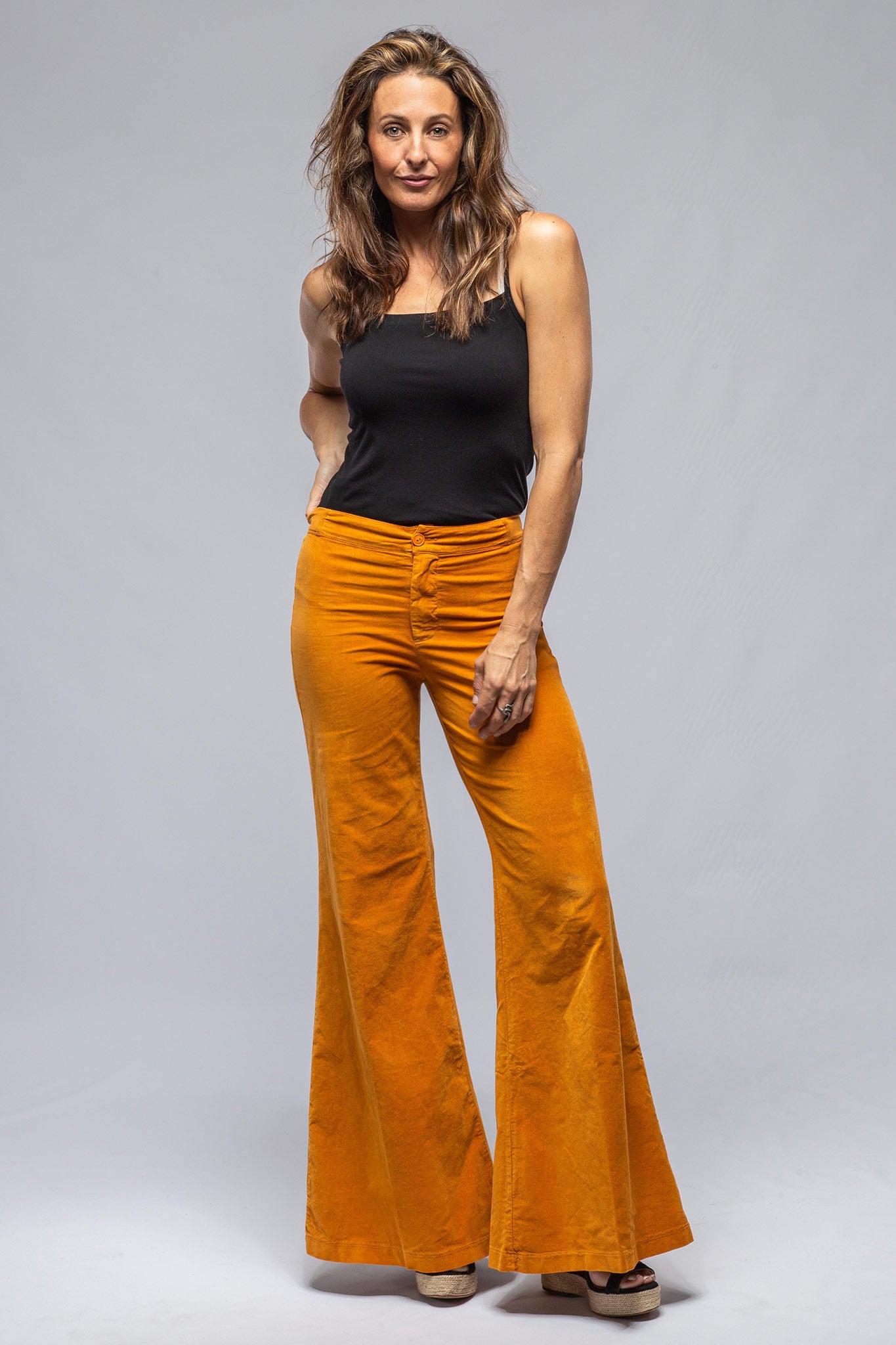 European Culture Gaby Moleskin Wide Leg Pant In Marigold Ladies - Pants - Knit