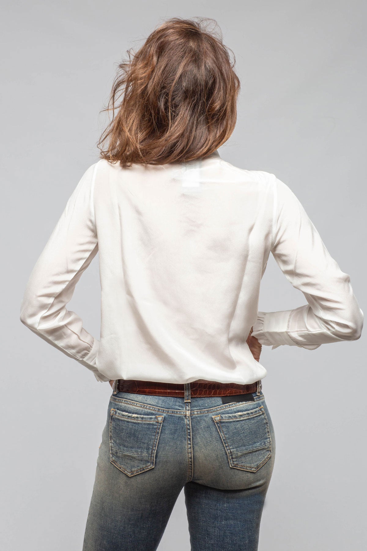 Pascal Silk Ruffle Tie Neck Blouse In White | Ladies - Blouses | European Culture