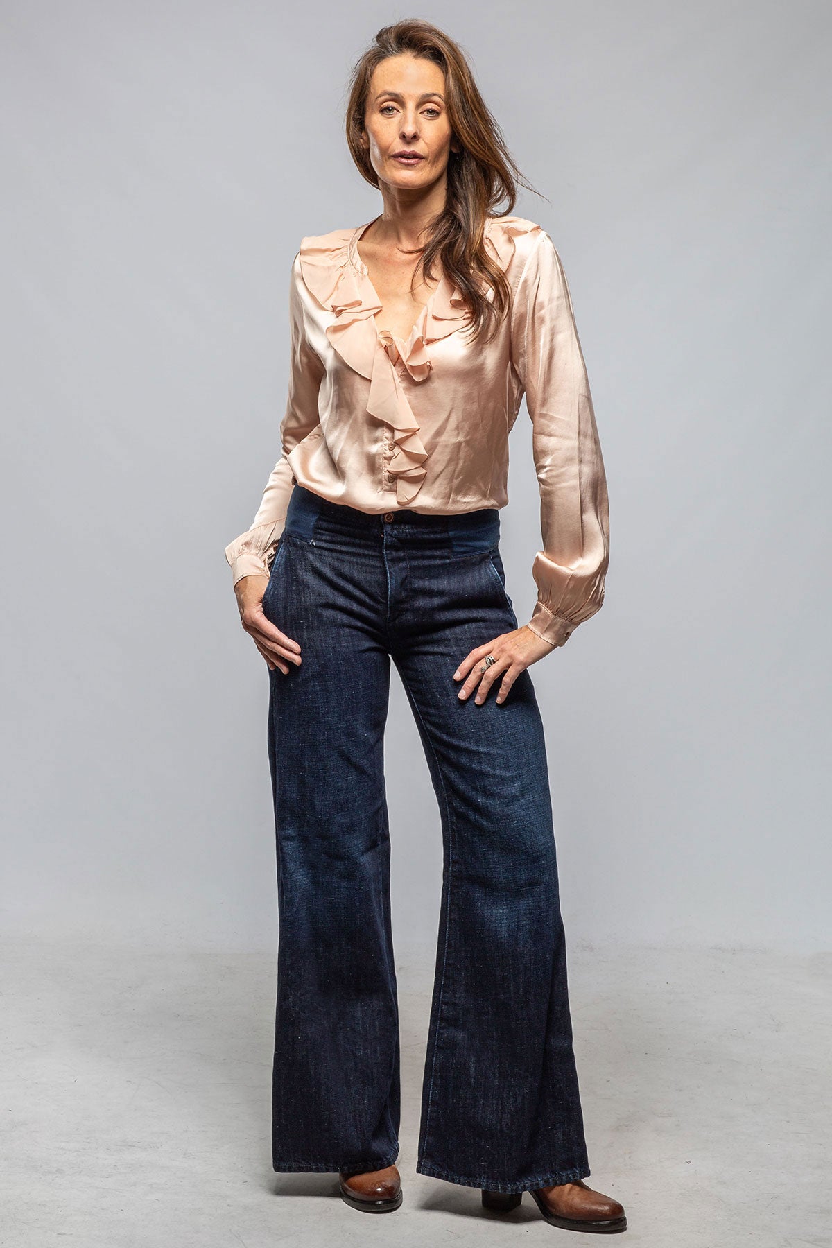 European Culture Vivian Ruffle Blouse In Roebuck Ladies - Blouses