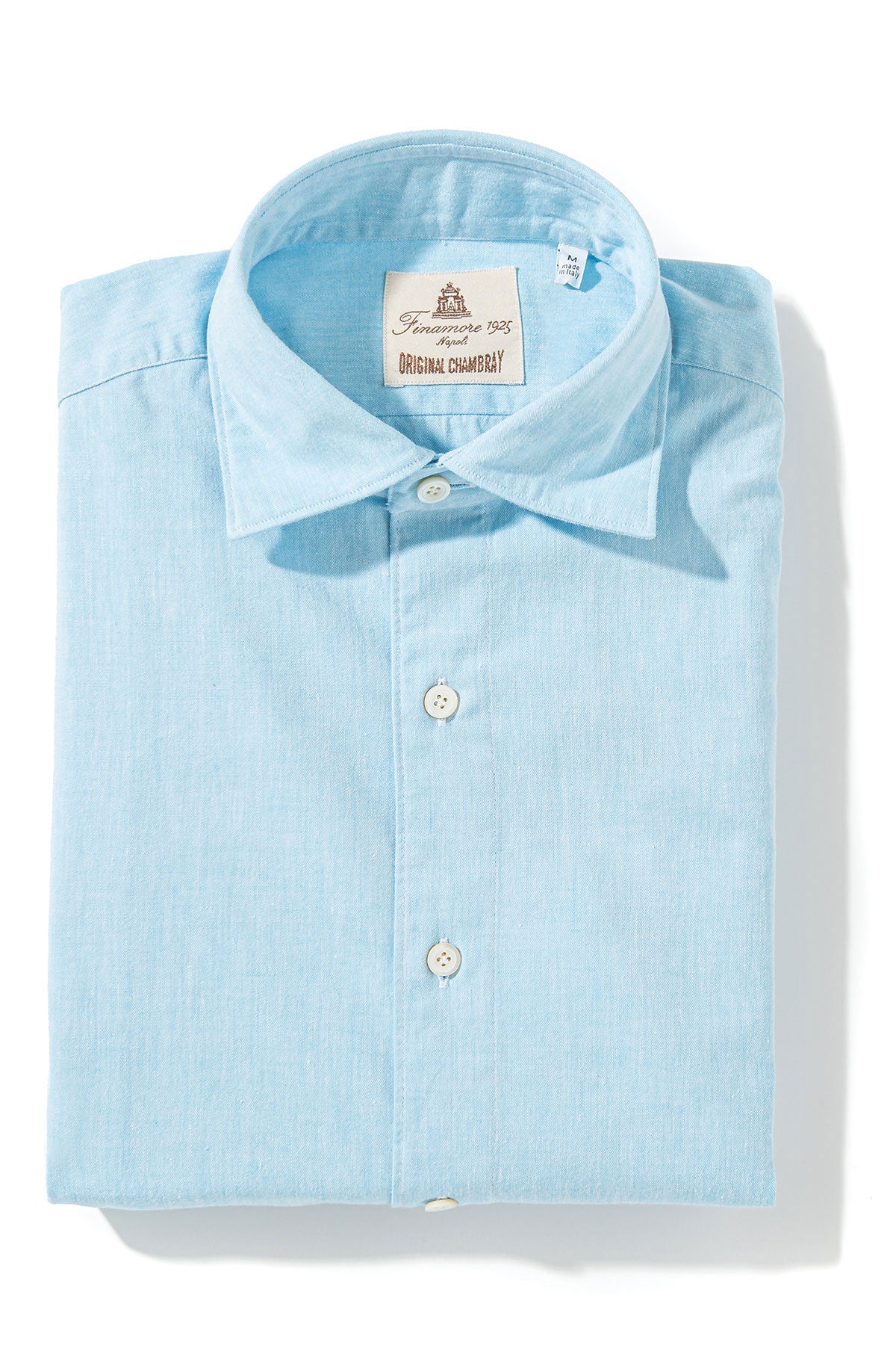 Finamore Napoli Dragones Chambray Shirt In Lt. Blue Mens - Shirts - Dress