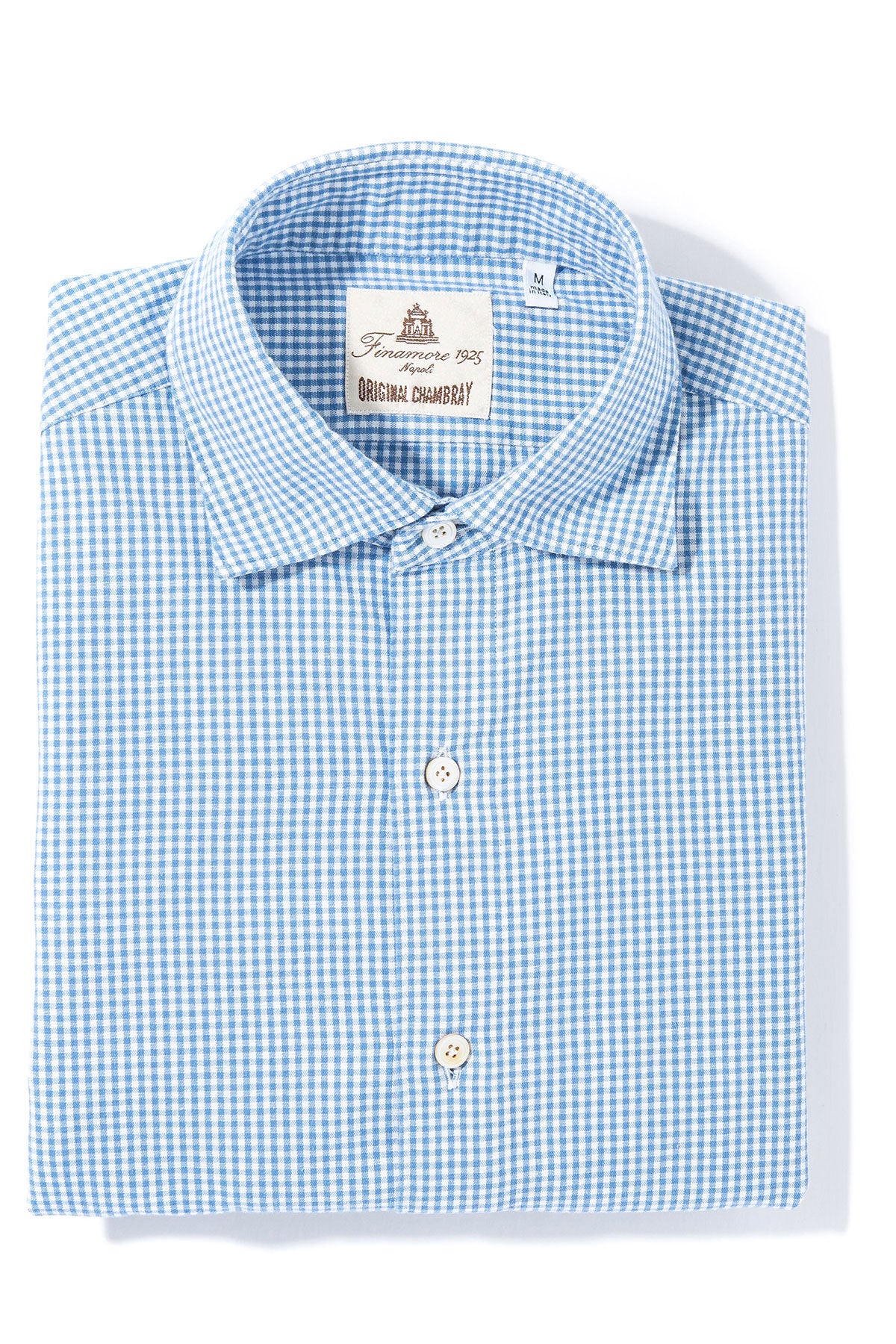 Finamore Napoli Hexie Cotton Check in Blue Mens - Shirts - Dress
