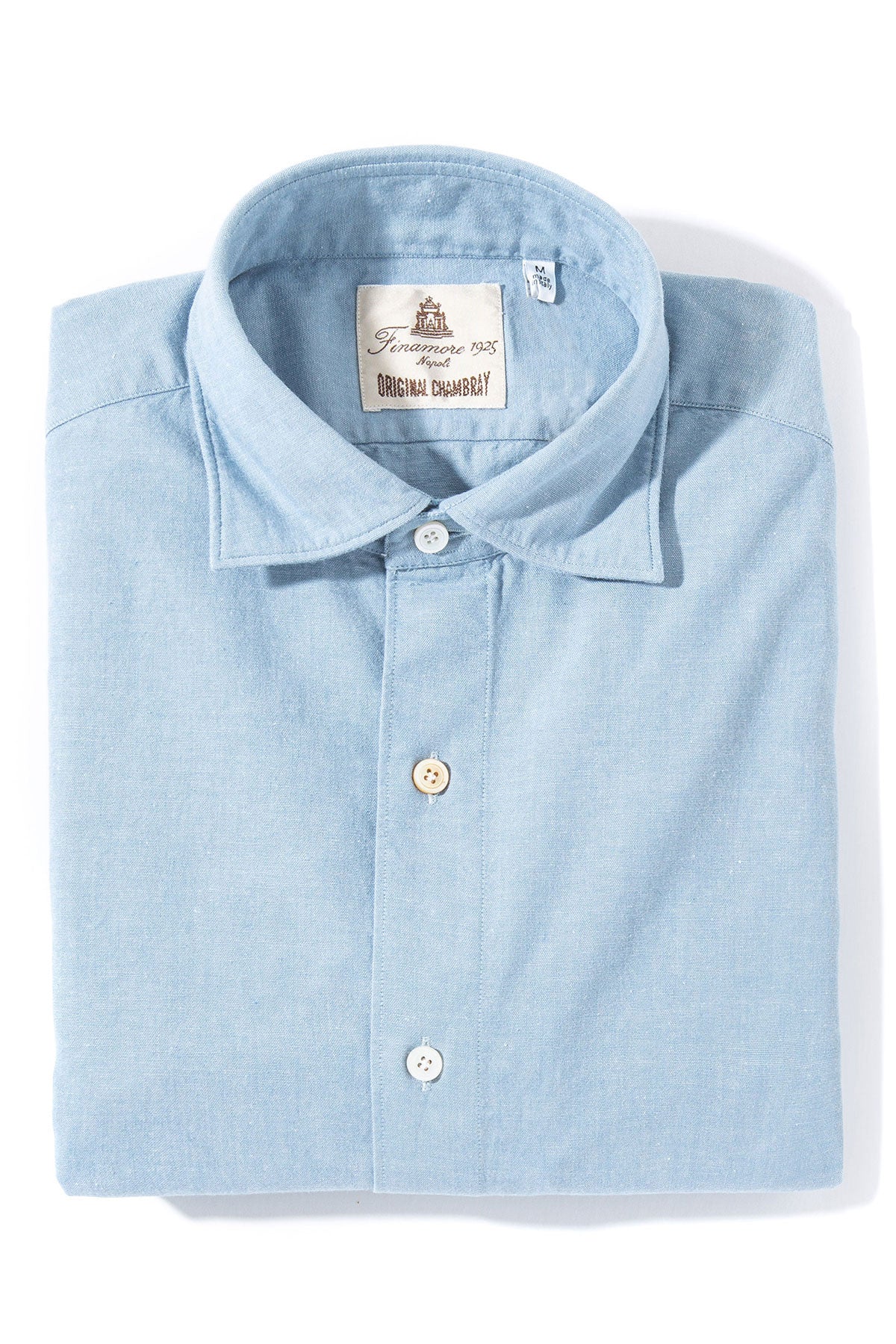 Finamore Napoli Lienz Chambray Shirt In Blue Mens - Shirts - Dress