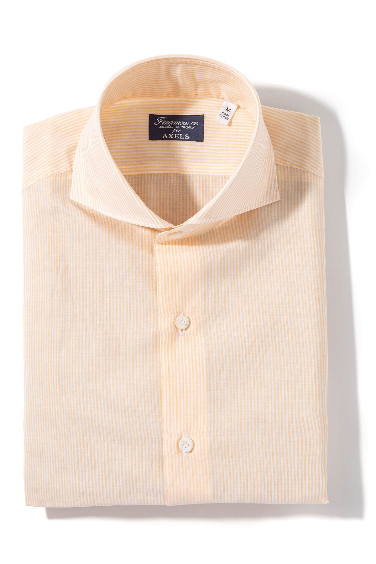 Finamore Napoli Lutung Cotton Linen Stripe In Yellow Mens - Shirts - Dress