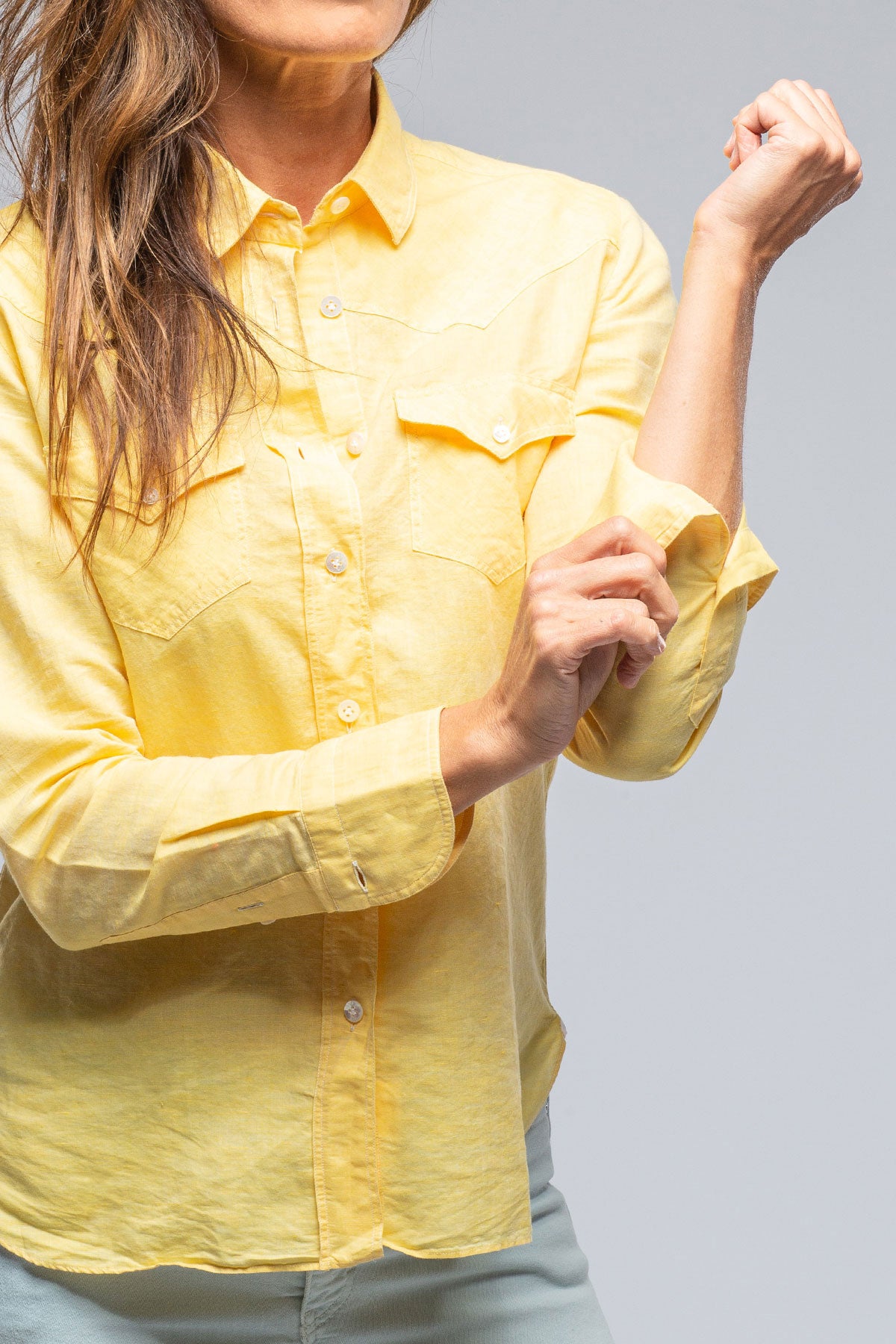 Finamore Napoli Marcella Linen Shirt in Sunflower Ladies - Tops