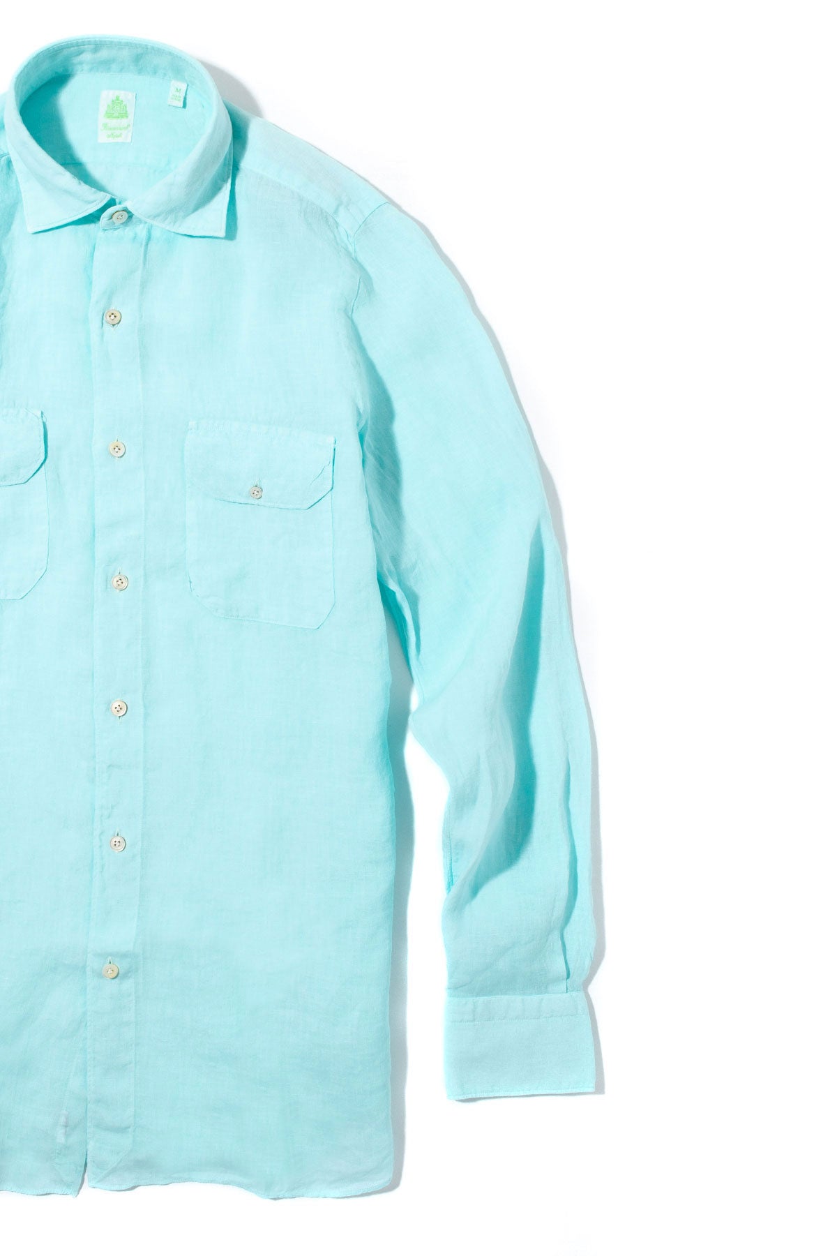 Finamore Napoli Otztal 2 Pocket Shirt In Aqua Mens - Shirts - Dress