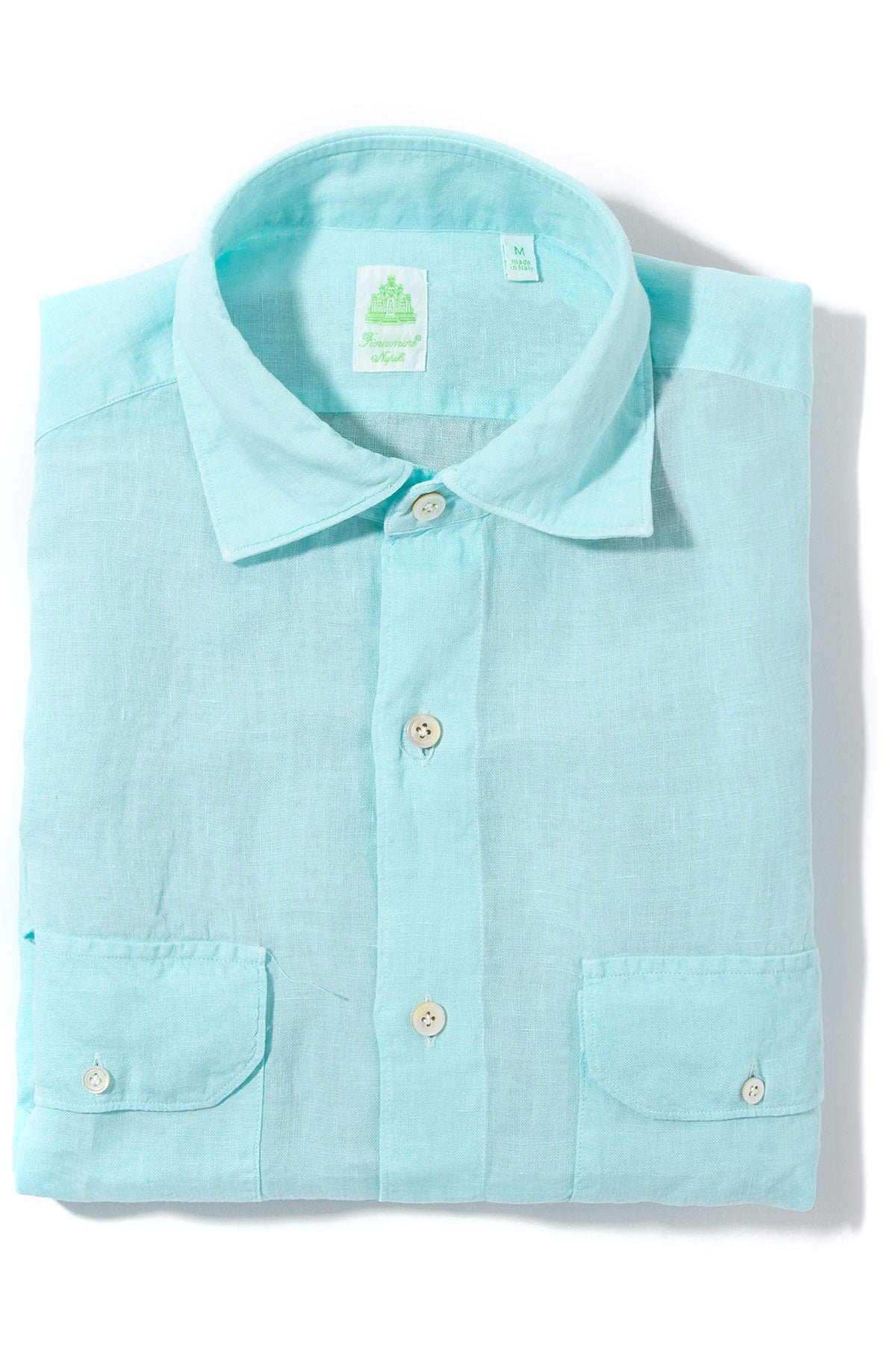 Finamore Napoli Otztal 2 Pocket Shirt In Aqua Mens - Shirts - Dress