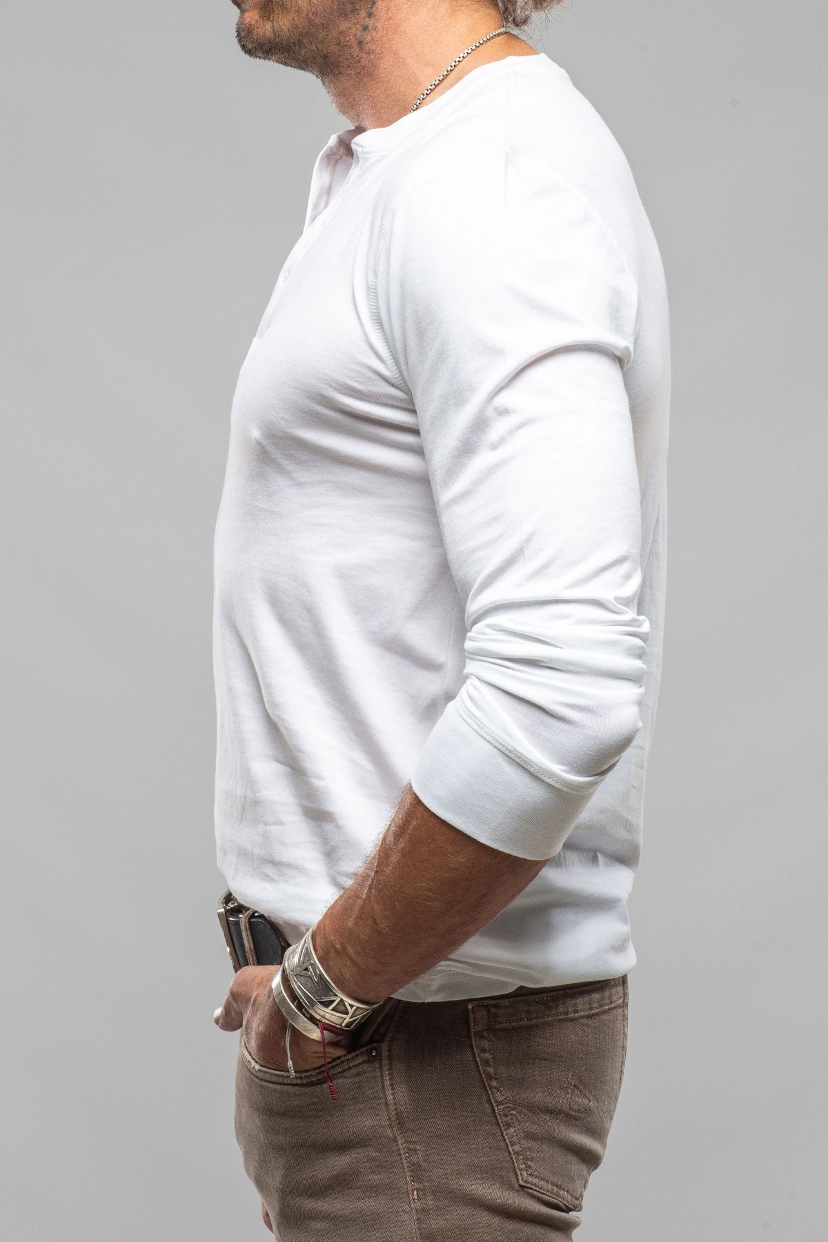 Coronado Cotton LS Henley in White | Mens - Shirts - T-Shirts | Georg Roth