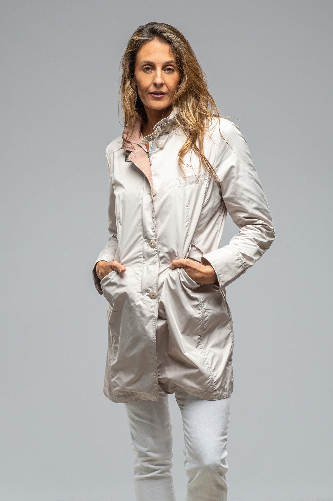 Madison Travel Coat In Pearl/Blush | Warehouse - Ladies - Outerwear - Lightweight | Gimo's