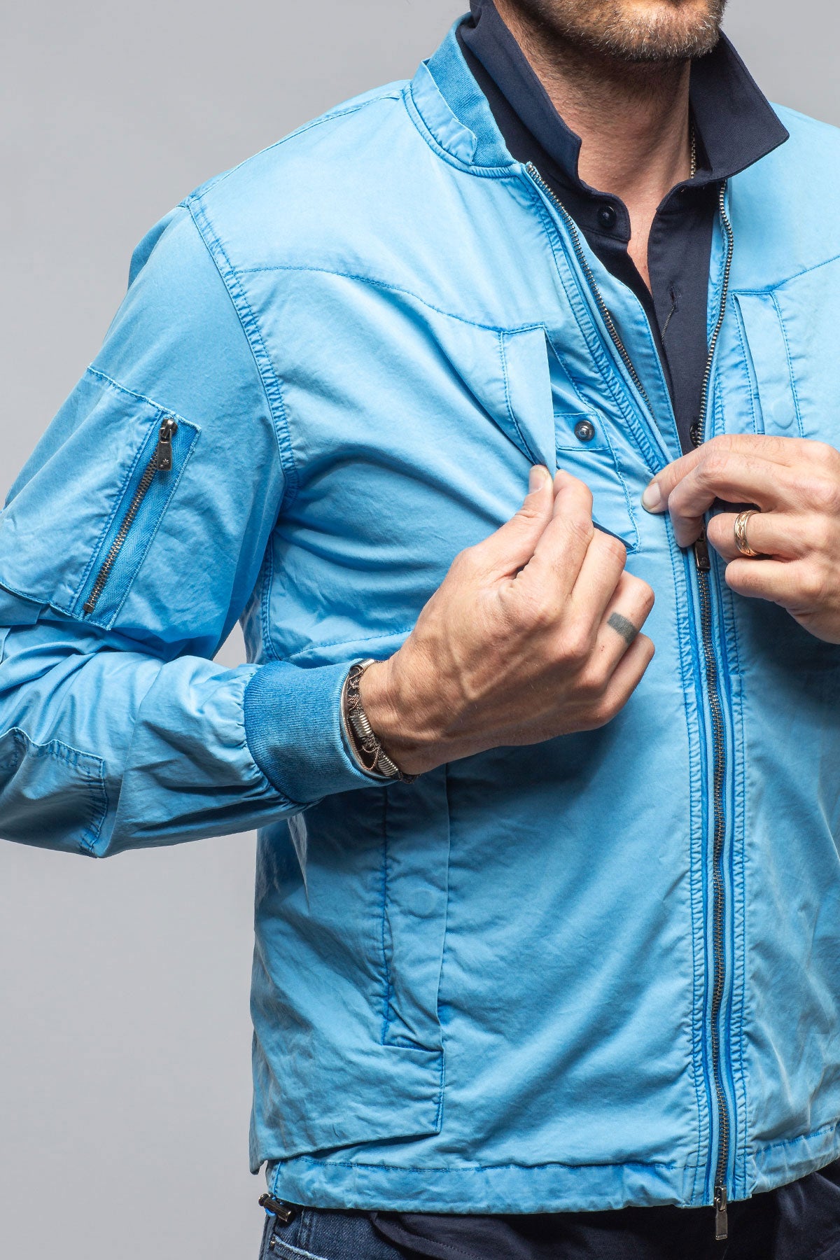 Nauru Cargo Jacket In Cendre Blue | Mens - Outerwear - Lightweight | Keeling