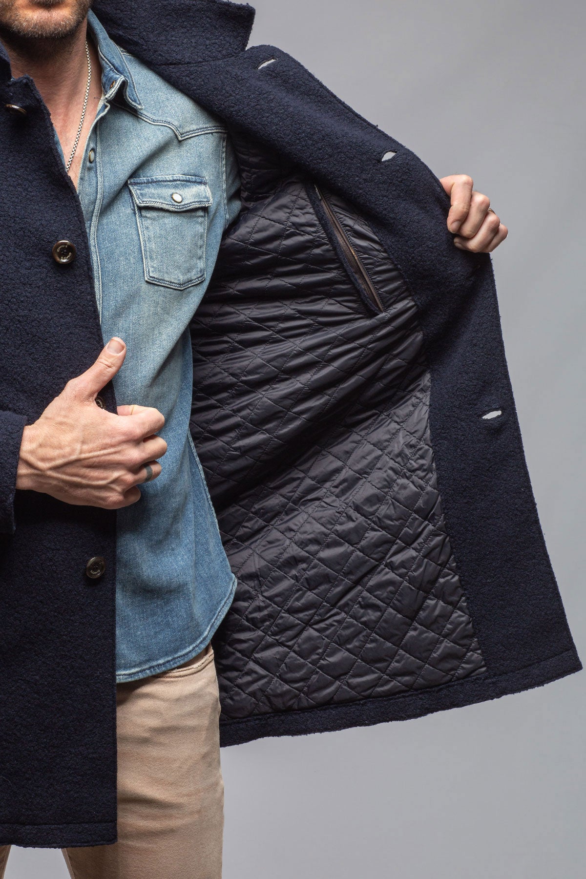 Salisbury Long Boucle Knit Coat | Warehouse - Mens - Outerwear - Cloth | Gimo's