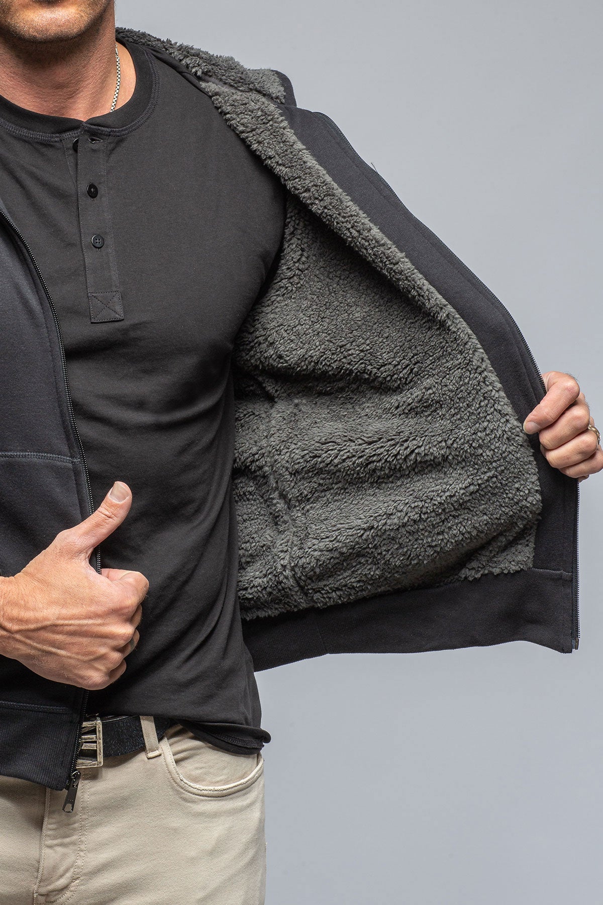 Georg Roth Bodie Sherpa Hoodie in Black Mens - Outerwear - Overshirts