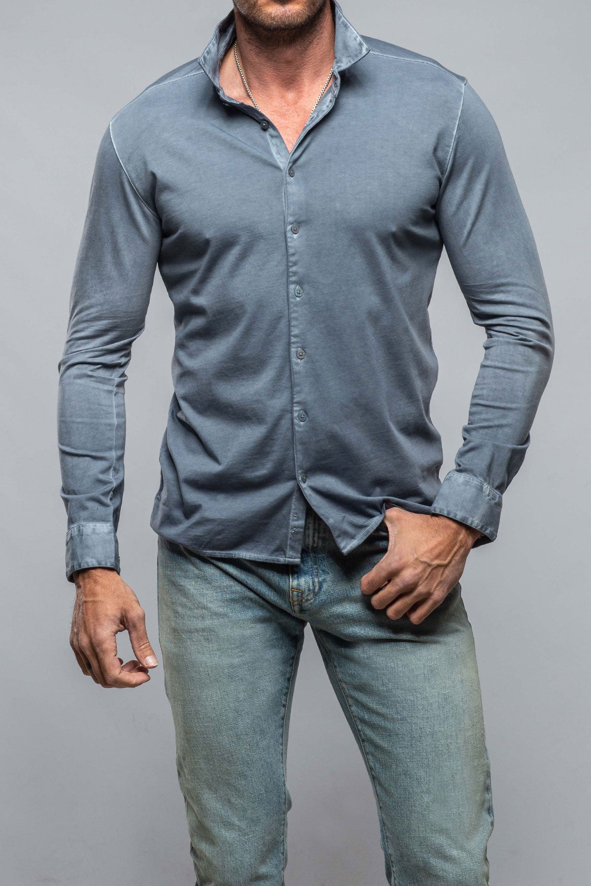 Georg Roth Cambria Button Up Polo in Capri Mens - Shirts - Polos