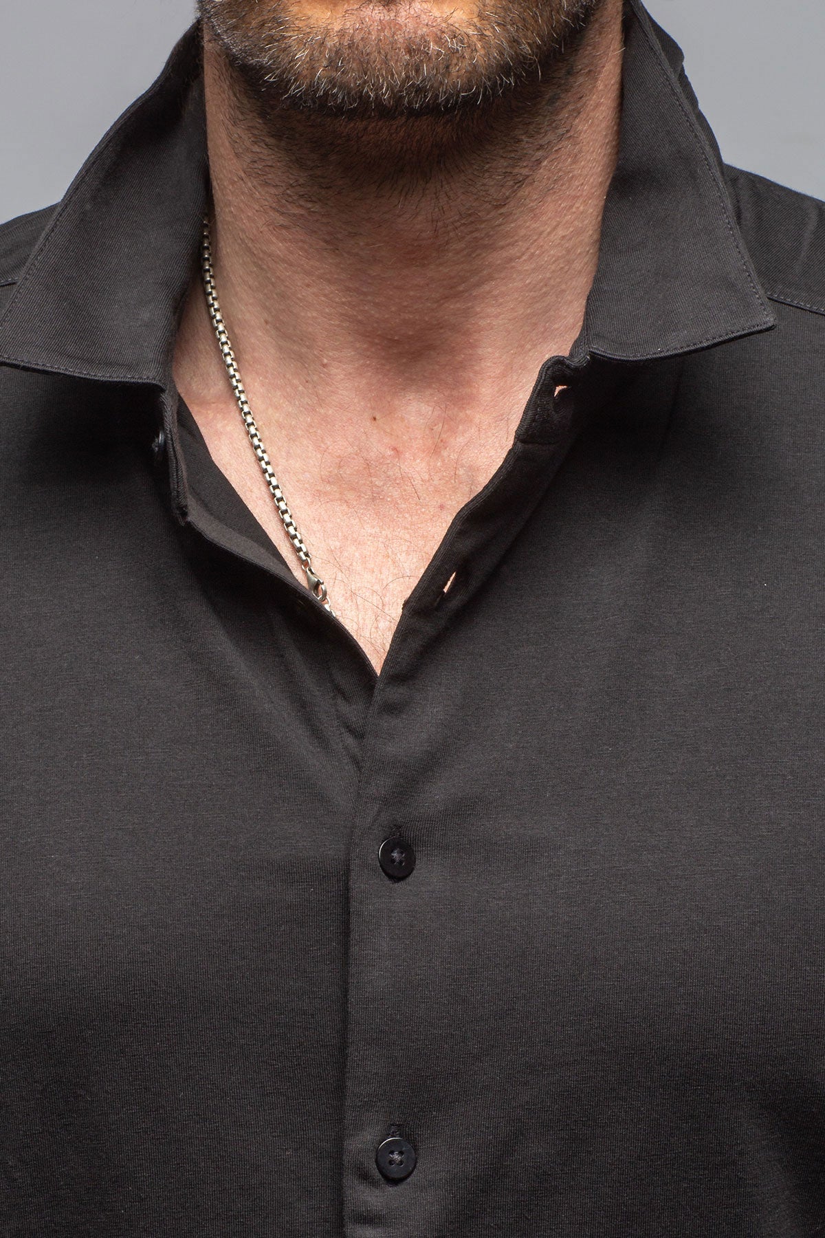 Catalina Button Up Polo In Black | Mens - Shirts - Polos | Georg Roth