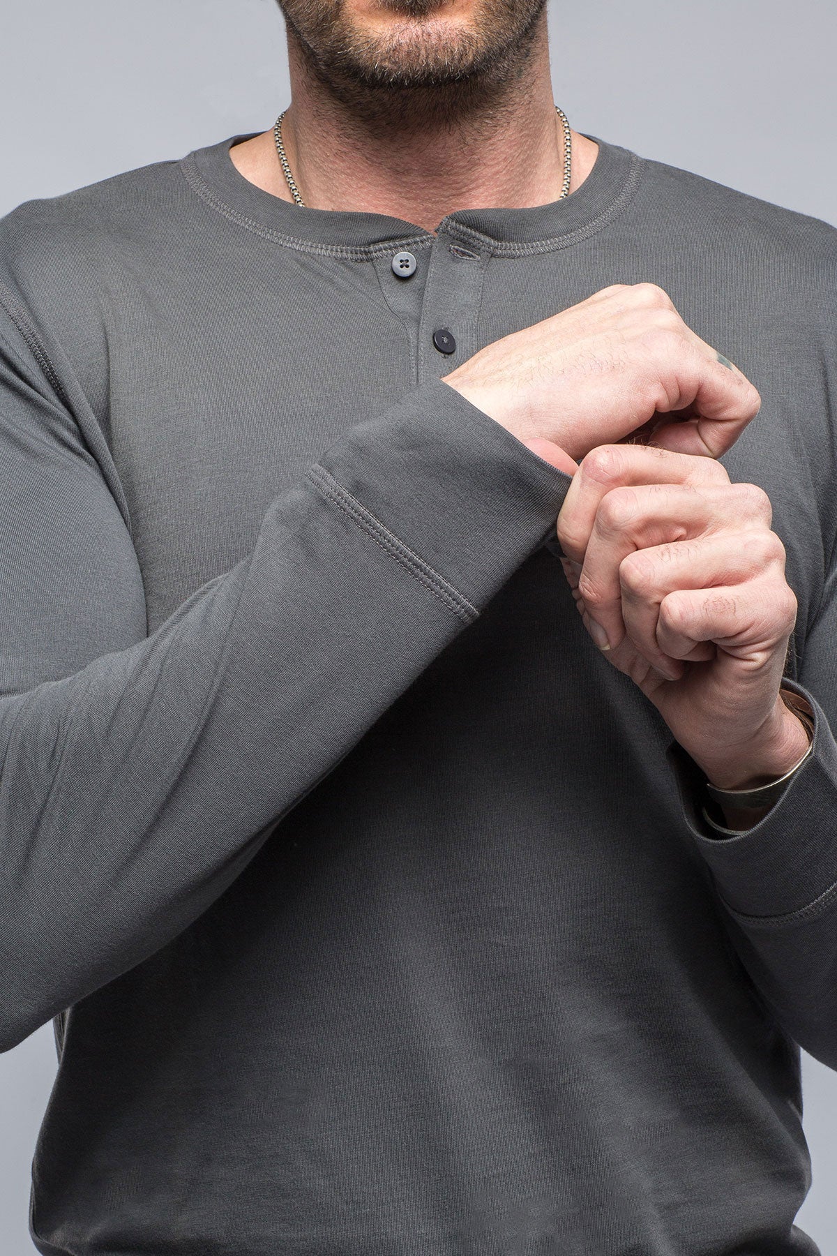 Georg Roth Coronado Cotton LS Henley in Grey Mens - Shirts - T-Shirts