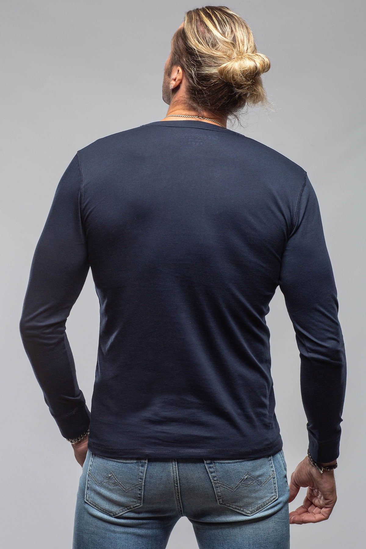 Georg Roth Coronado Cotton LS Henley In True Navy Mens - Shirts - T-Shirts