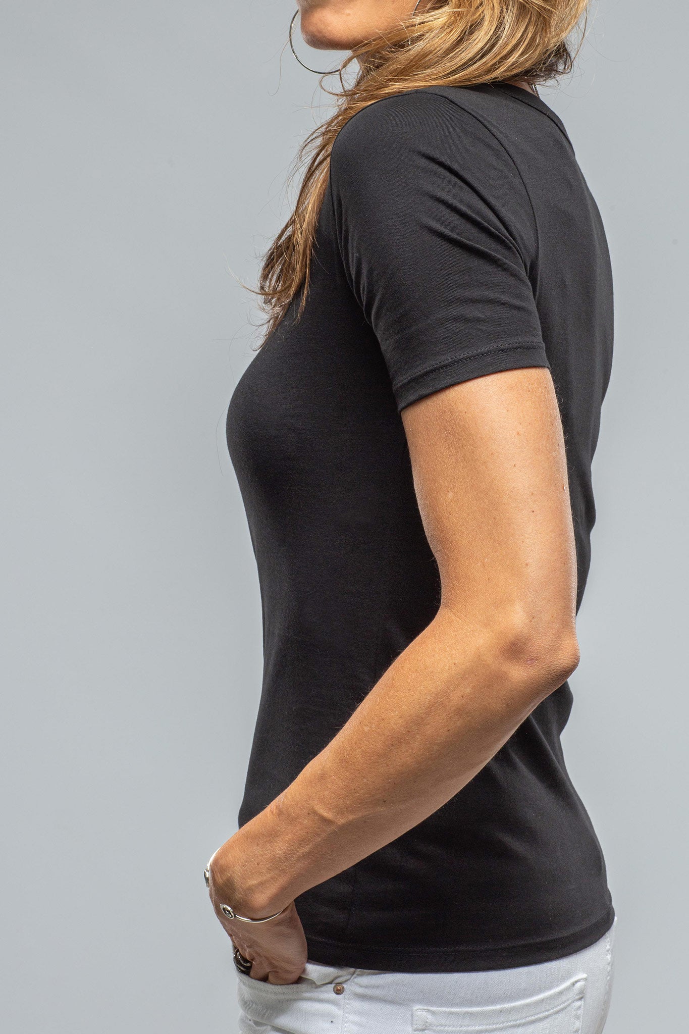 Georg Roth Evelina Short Sleeve V Neck In Black Ladies - Tops