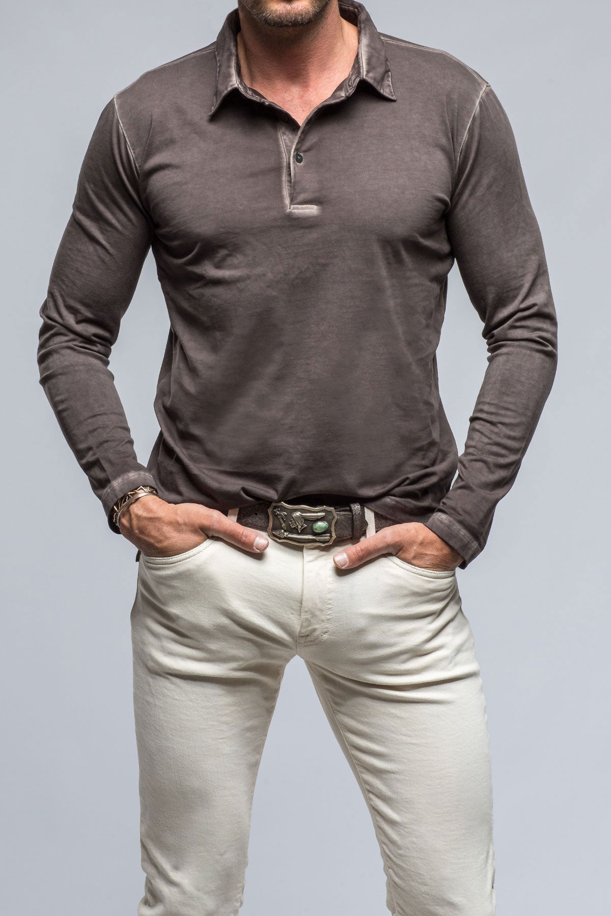 Georg Roth Newport Cotton Polo in Basalt Mens - Shirts - Polos