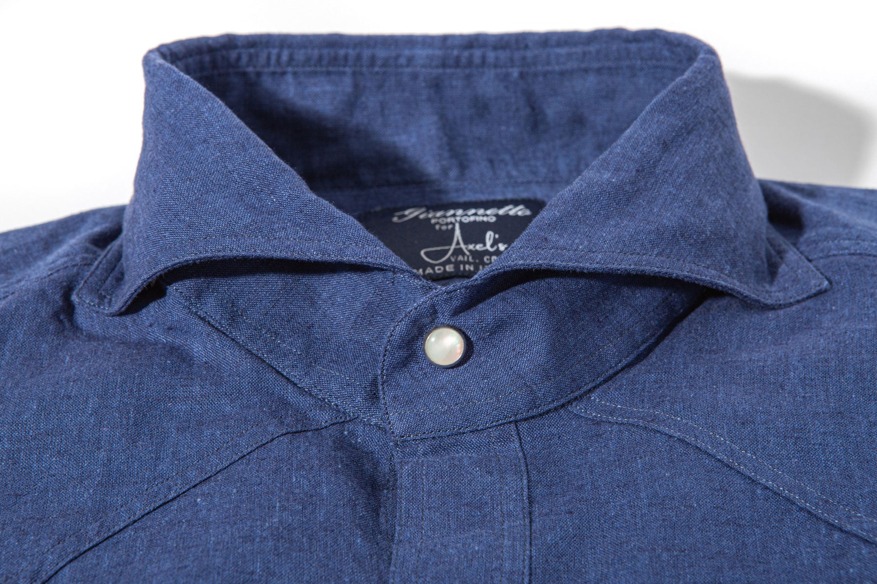 Giannetto Portofino Blanton Linen Cotton Solid Shirt In Navy Mens - Shirts - Dress