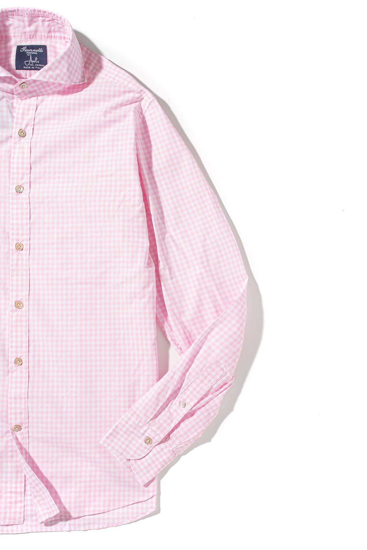 Giannetto Portofino Diago Cotton Gingham Check Shirt In Pink Mens - Shirts - Dress