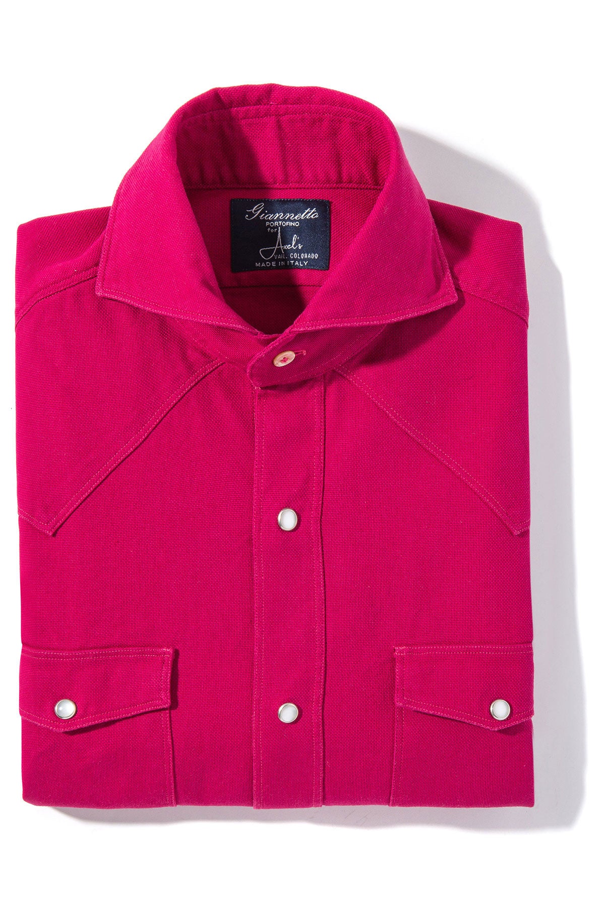 Lourmarin Denim Shirt in Fuchsia | Mens - Shirts - Dress | Giannetto Portofino