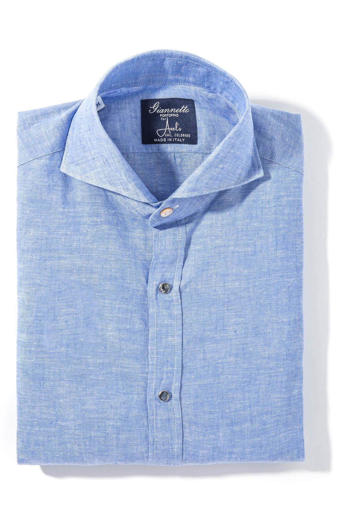 Giannetto Portofino Mach Linen Cotton Shirt in Blue Mens - Shirts - Dress