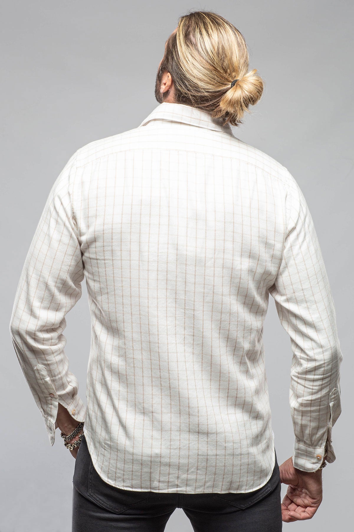 Starlight Soft Cotton Shirt In Beige White Check | Mens - Shirts - Dress | Giannetto Portofino