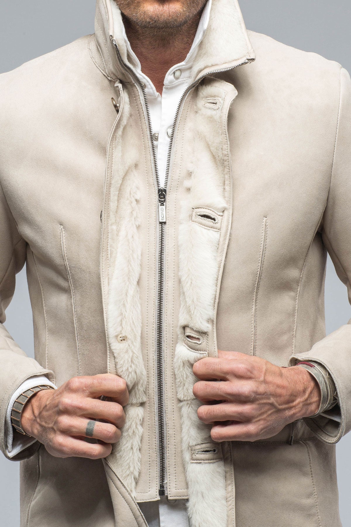 Gimo's Antonio Shearling Jacket in Light Sand Mens - Outerwear - Shearling