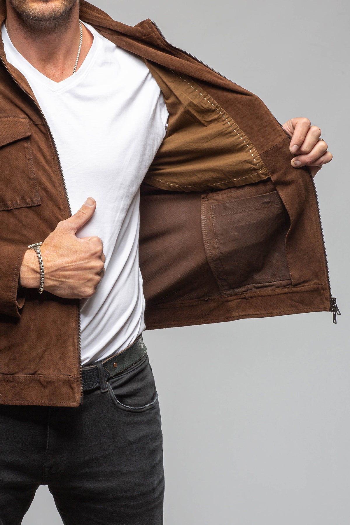 Gimo's Berkley Perforated Suede Overshirt Samples - Mens - Outerwear - Cloth