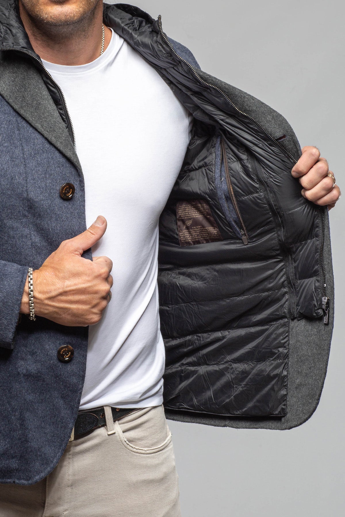 Gimo's Burrow Knit Coat with Down Fill Samples - Mens - Outerwear - Cloth