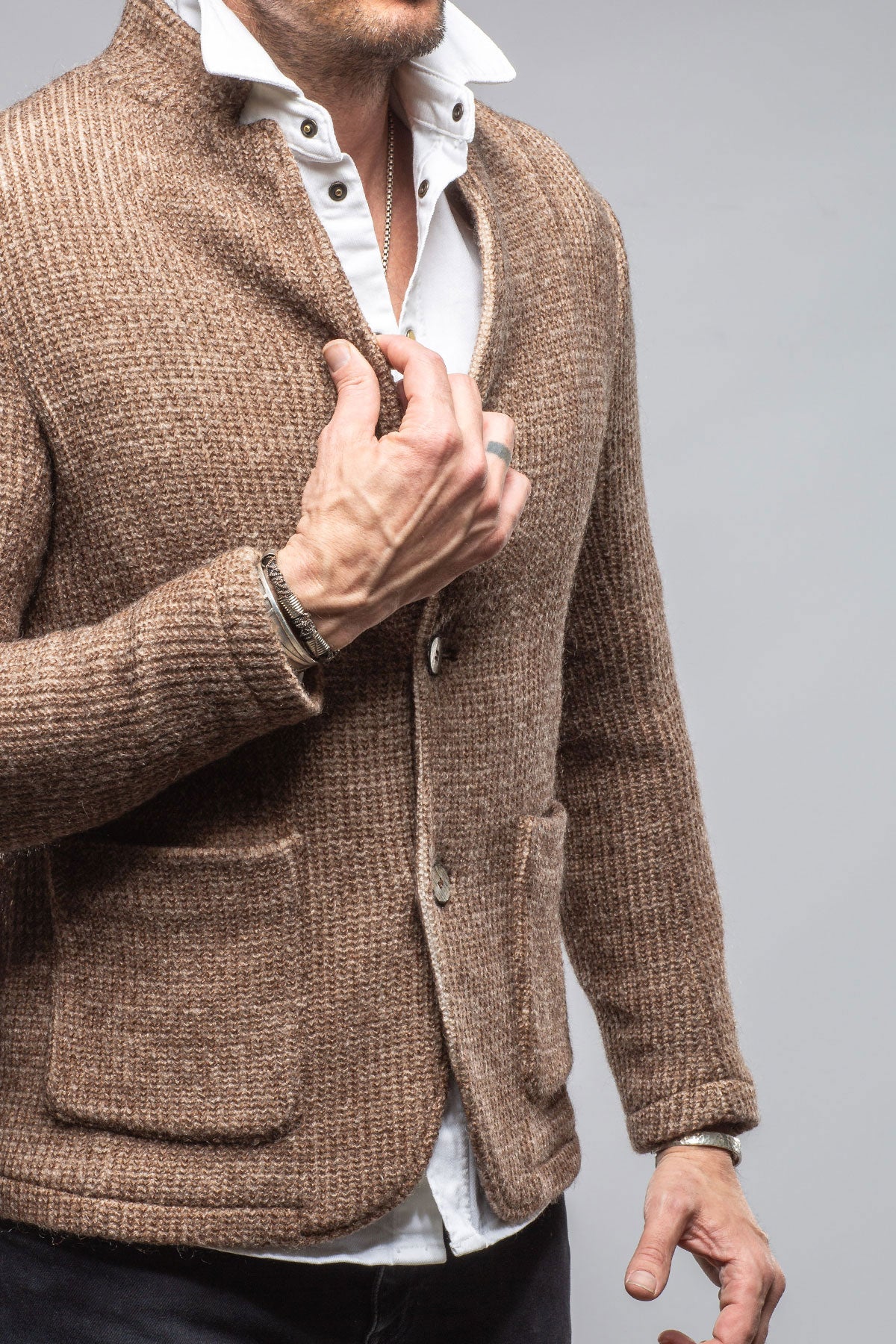 Gimo's Cardigan Shirt Jacket In Washed Brown Warehouse - Mens - Outerwear - Cloth