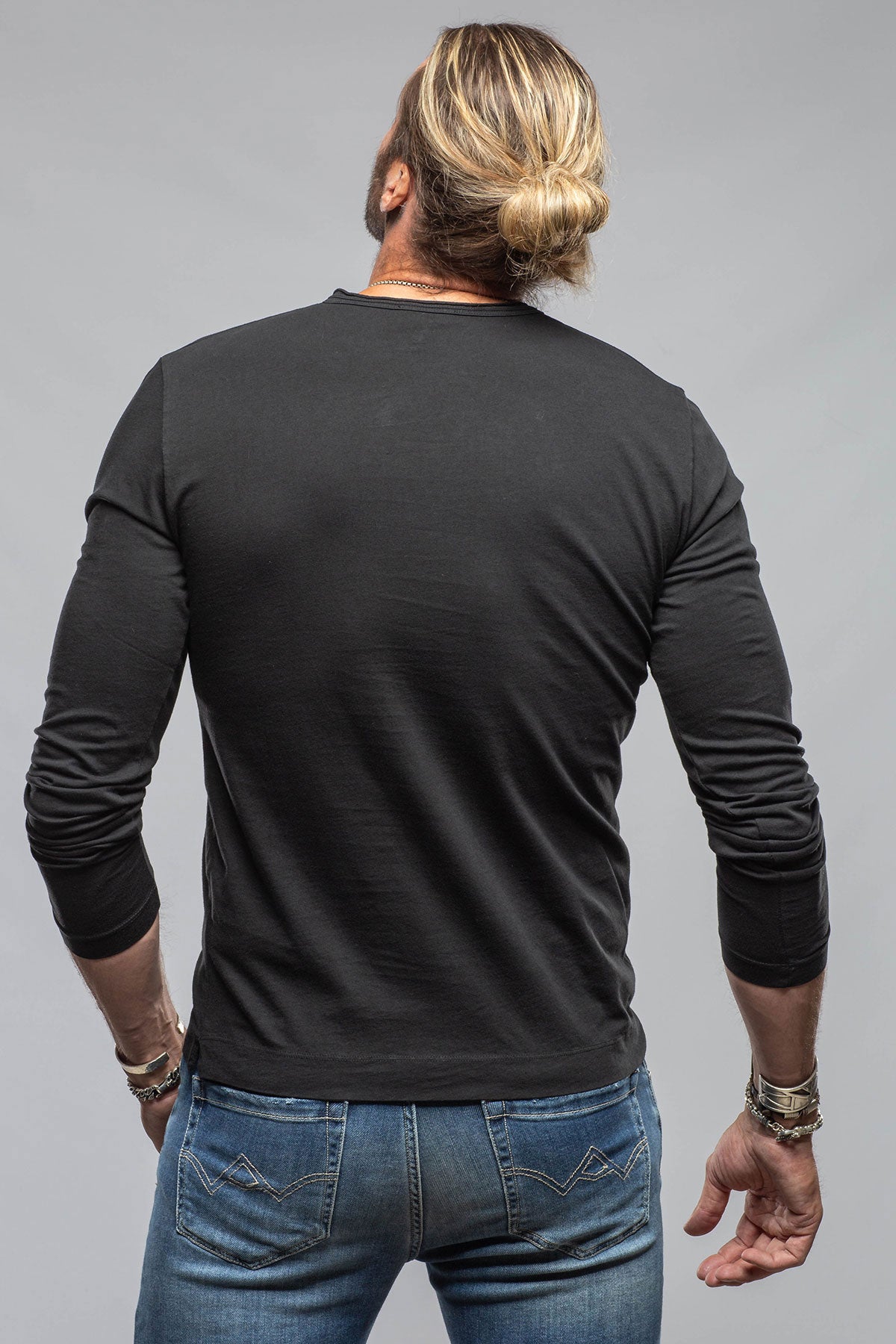 Kayo L/S Crew in Black | Mens - Shirts - T-Shirts | Gimo's Cotton