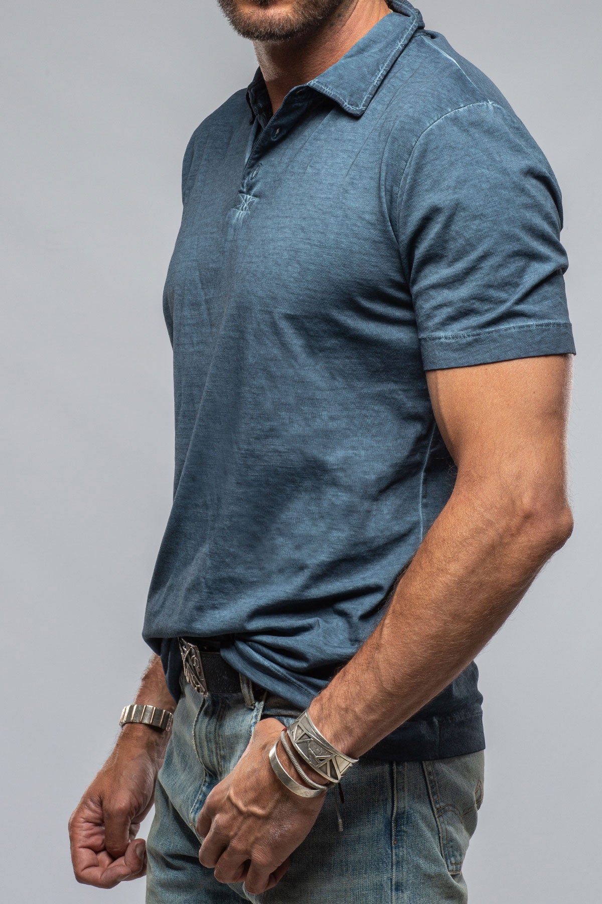 Gimo's Cotton Soho Polo in Midnight Blue Mens - Shirts - Polos