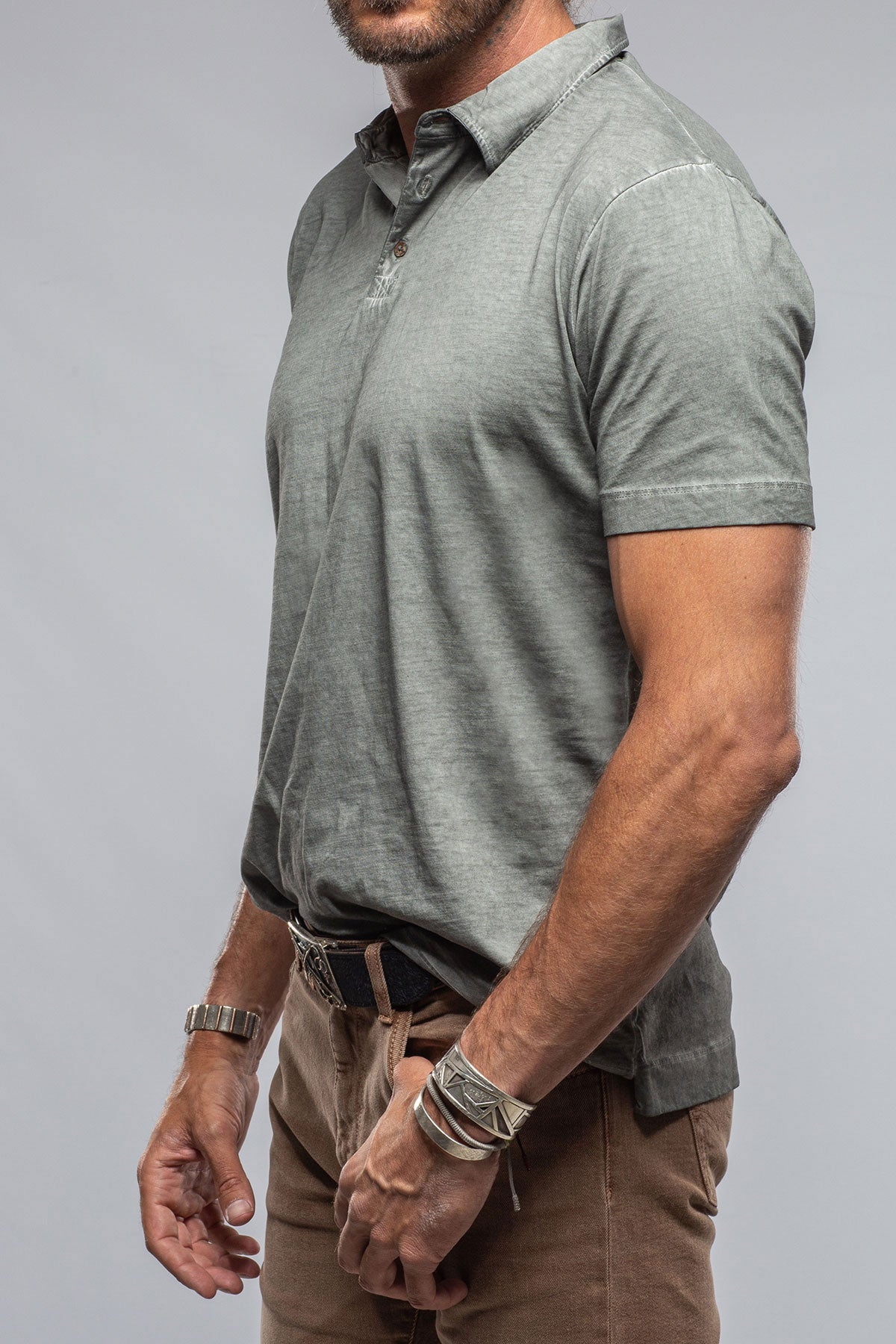 Gimo's Cotton Soho Polo in Steel Grey Mens - Shirts - Polos