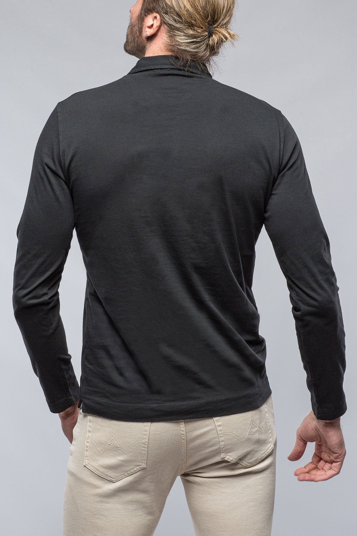 Gimo's Cotton Torrance Long Sleeve Polo in Black Mens - Shirts - Polos