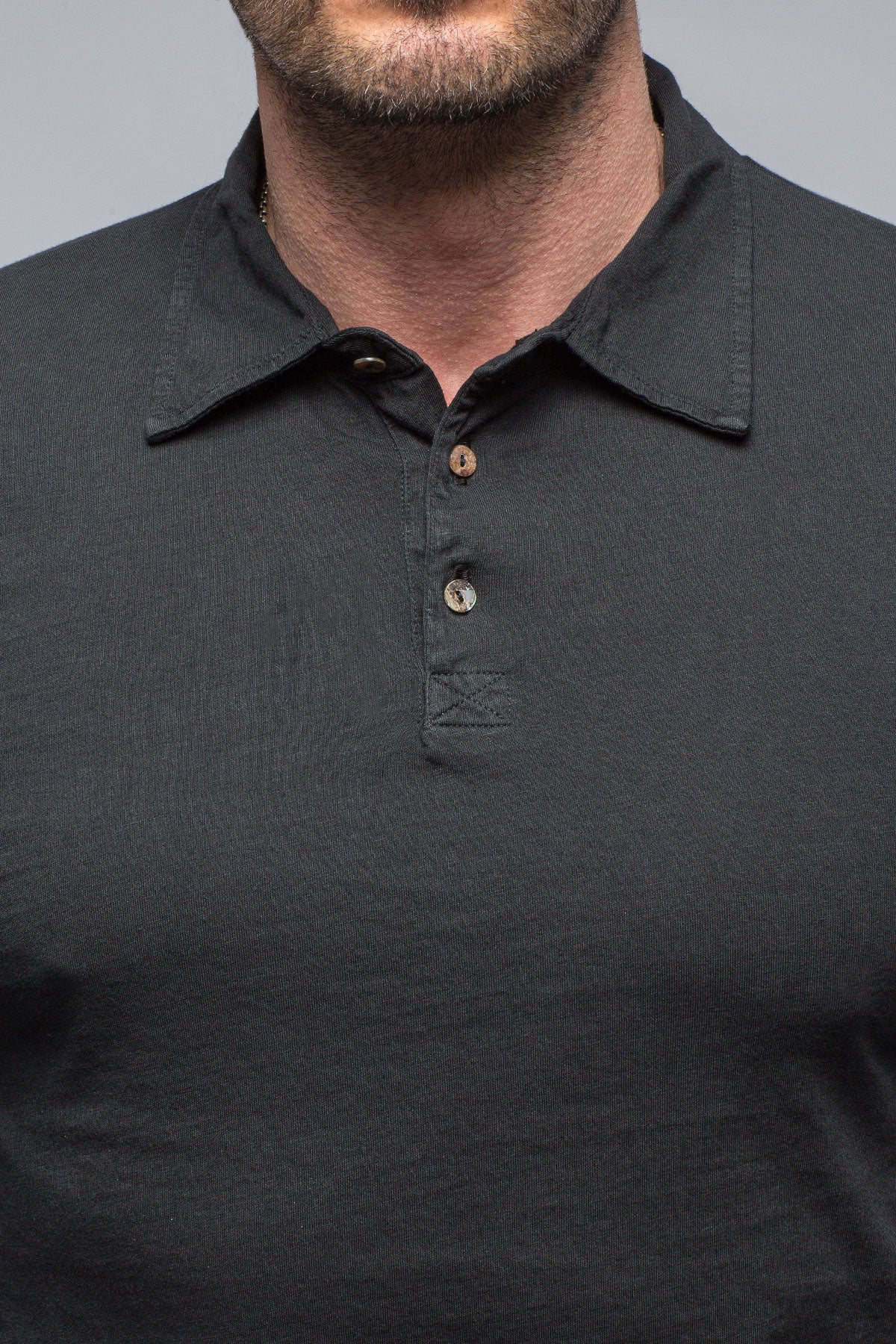 Gimo's Cotton Torrance Long Sleeve Polo in Black Mens - Shirts - Polos