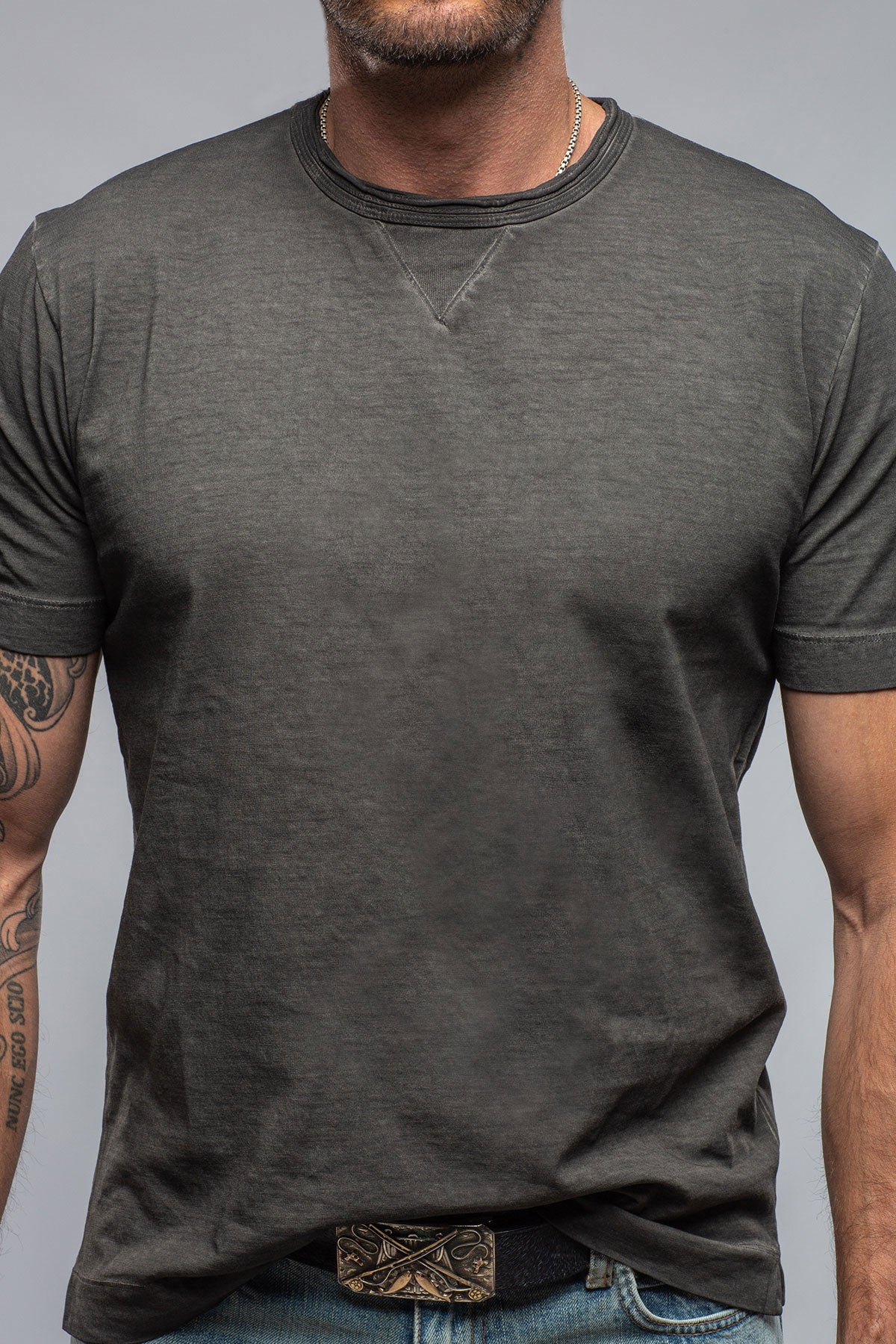 Gimo's Cotton York Crew Neck in Charcoal Mens - Shirts - T-Shirts