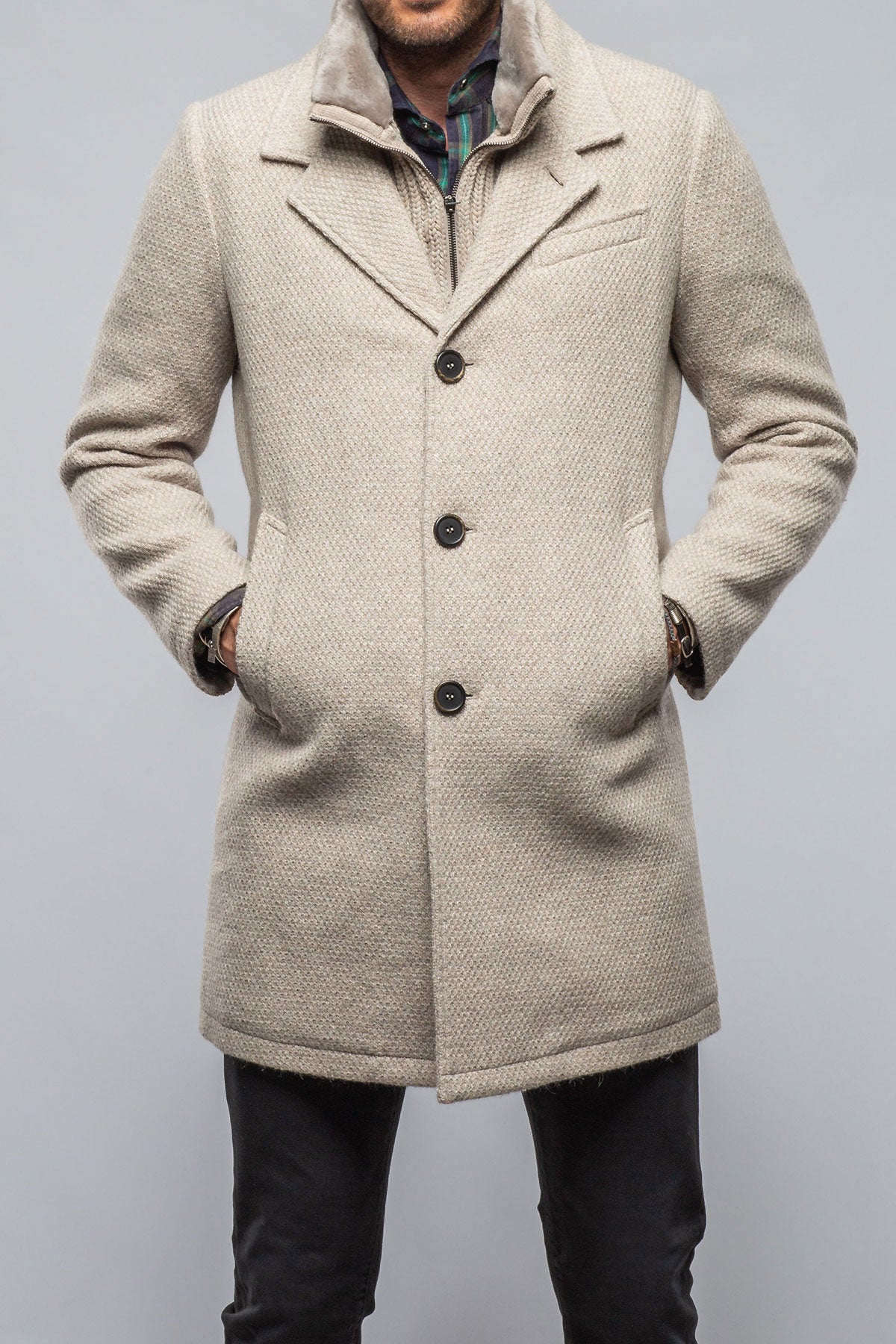 Gimo's Crispus Knit Jacket in Ice Mens - Outerwear - Cloth