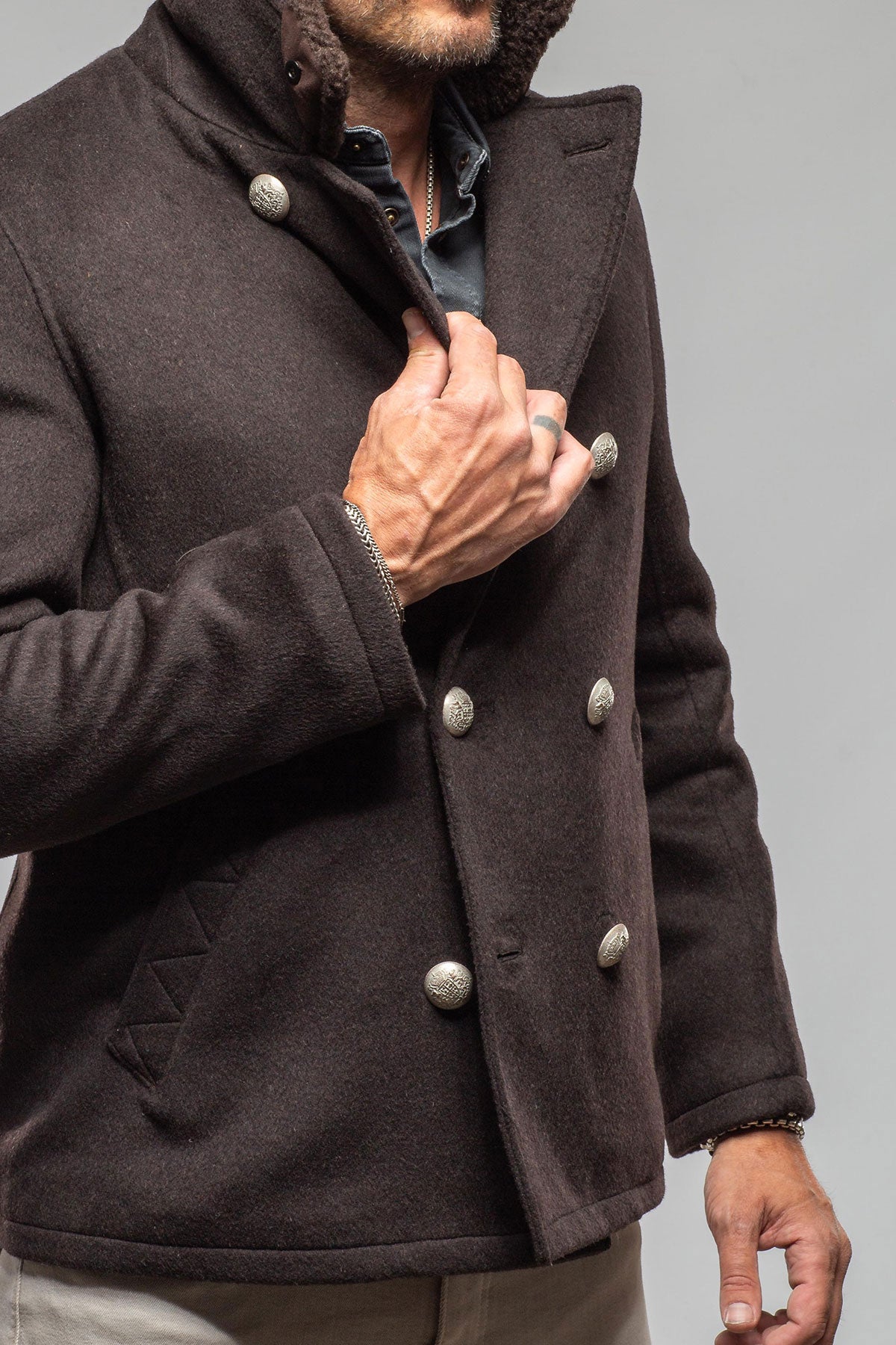 Gimo's Delvecchio Double-Breasted Knit Jacket Samples - Mens - Outerwear - Cloth