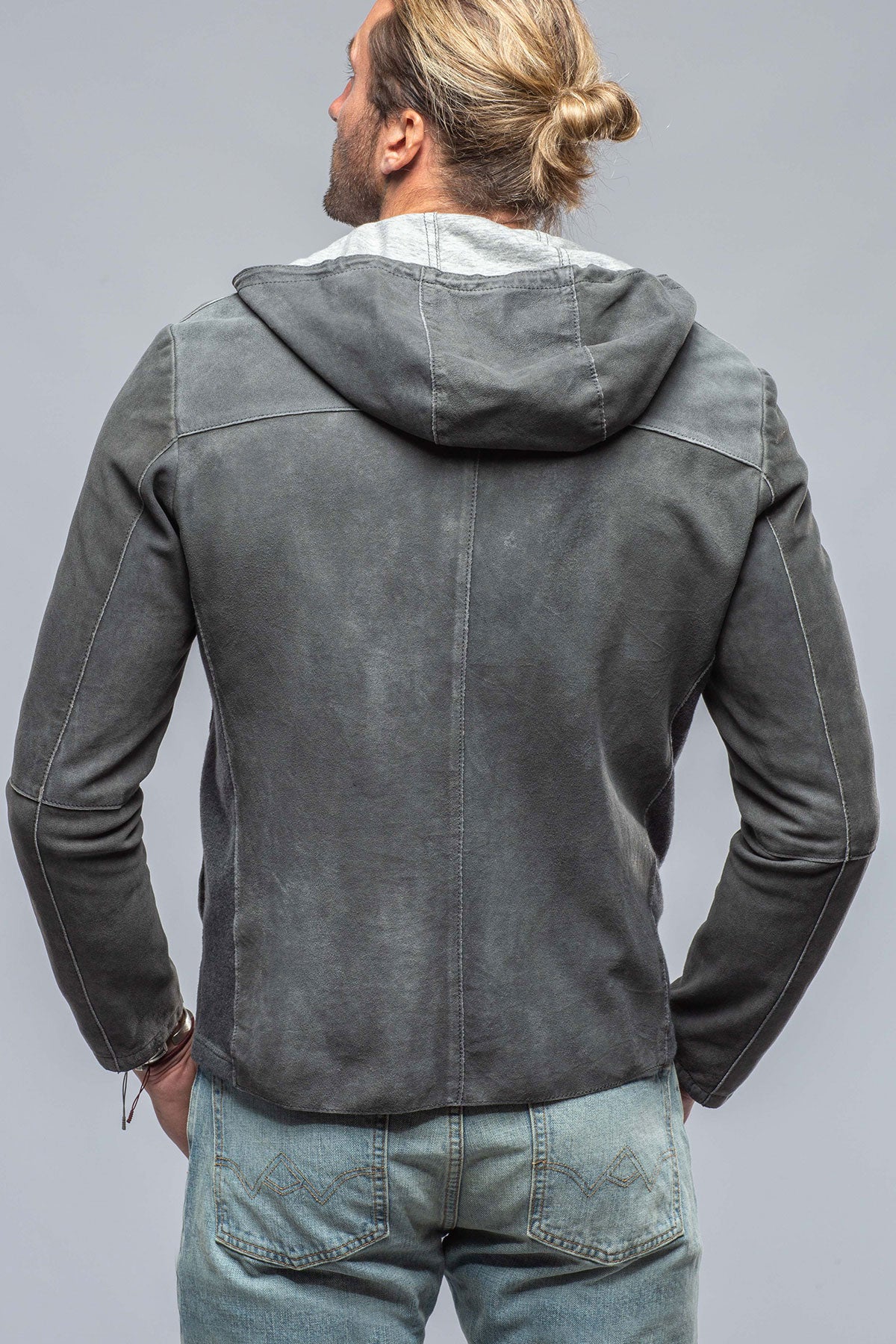 Gimo's Donnarumma Suede Hoodie In Charcoal Mens - Outerwear - Leather