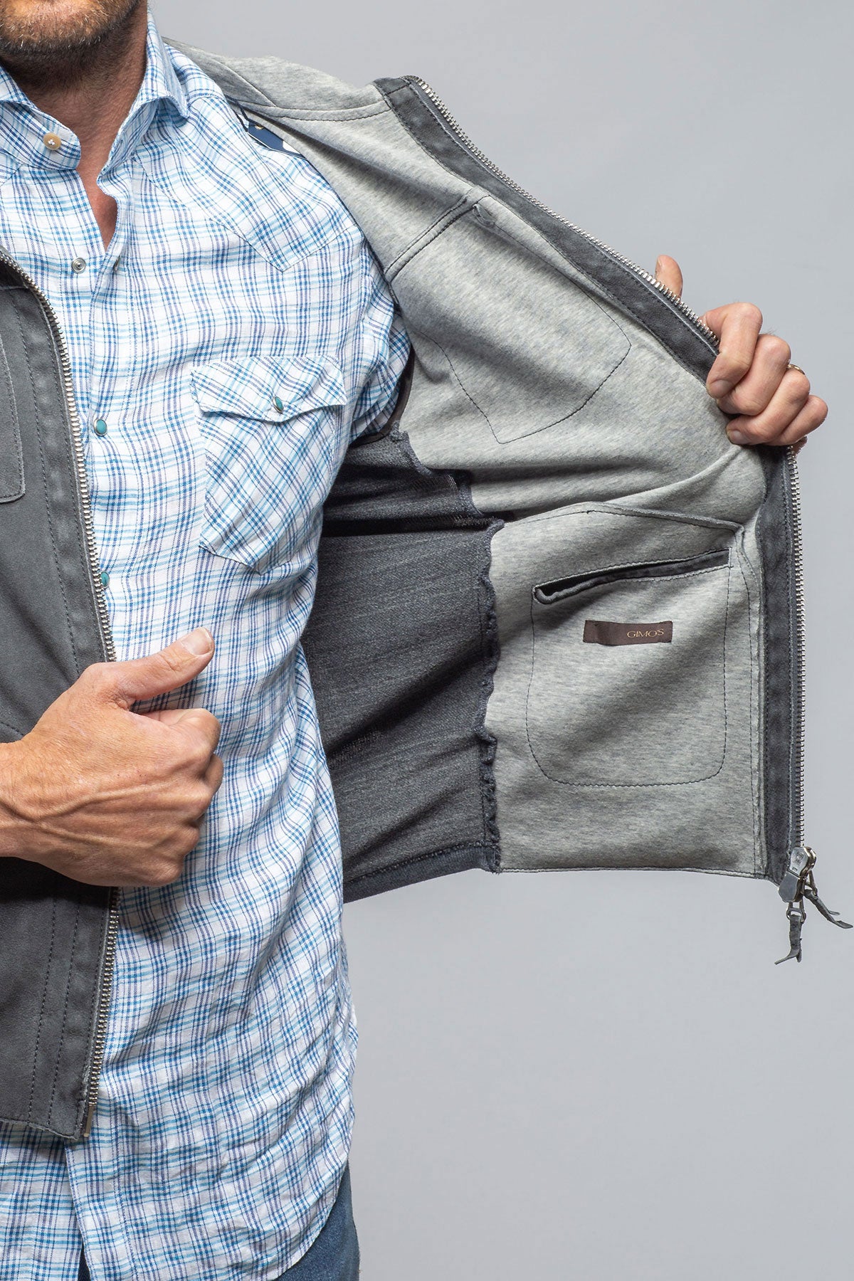 Donnarumma Suede Hoodie In Denim Blue | Mens - Outerwear - Leather | Gimo's