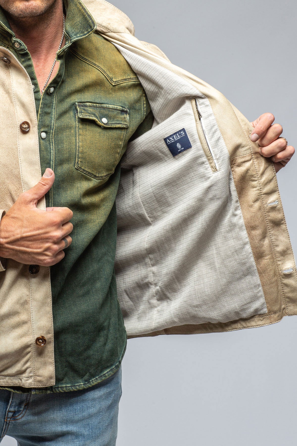 Gimo's Elk Horn Suede Shirt In Palomino Mens - Outerwear - Leather