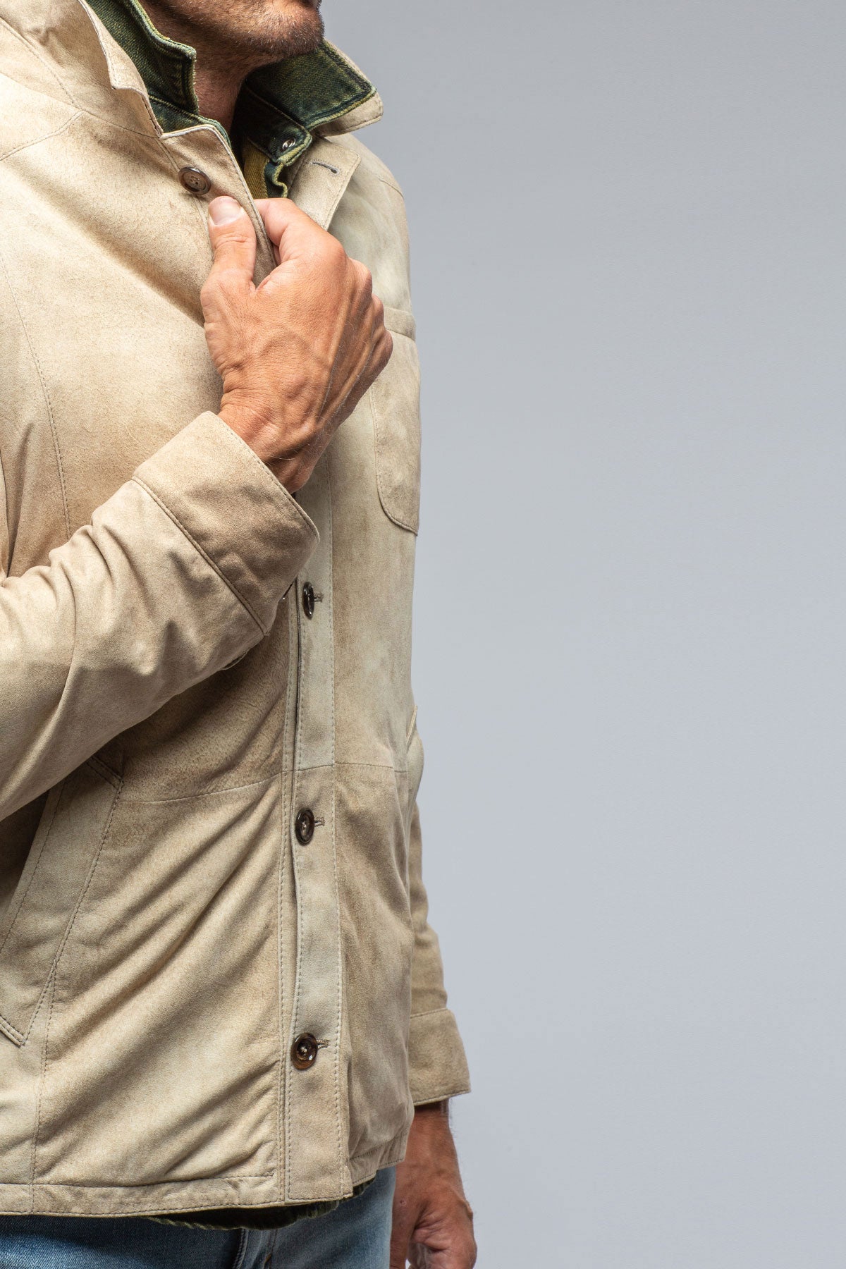 Gimo's Elk Horn Suede Shirt In Palomino Mens - Outerwear - Leather