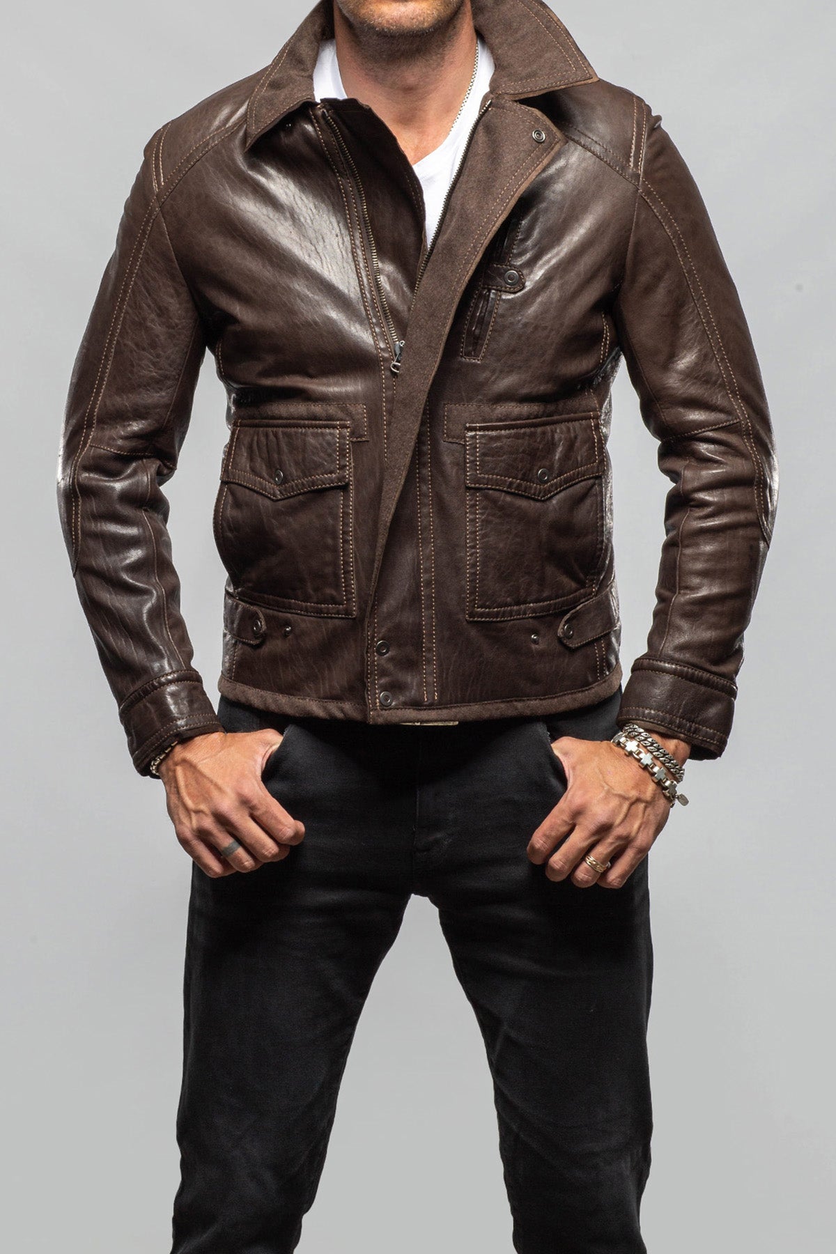 Gimo's Emiliano Leather Jacket Samples - Mens - Outerwear - Leather