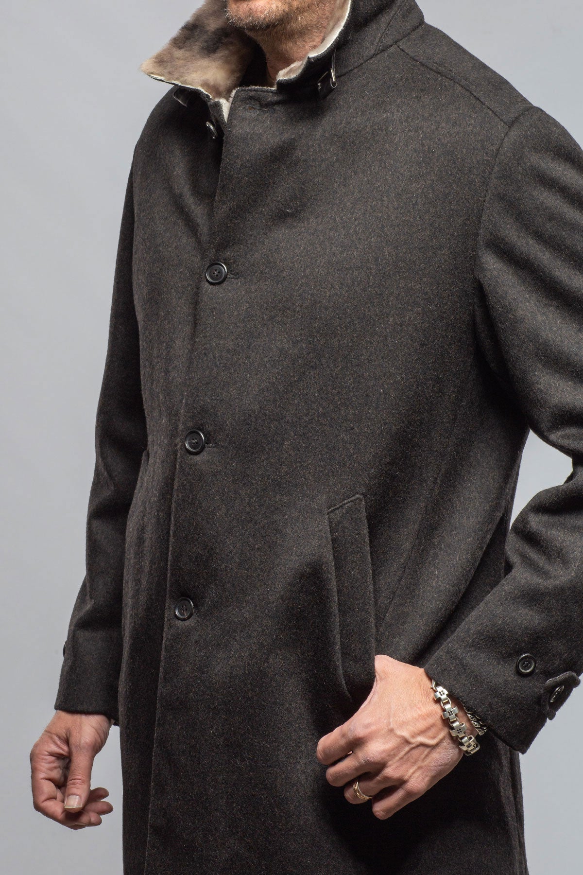 Emmet Shearling Overcoat | Samples - Mens - Outerwear - Cloth | Gimo's