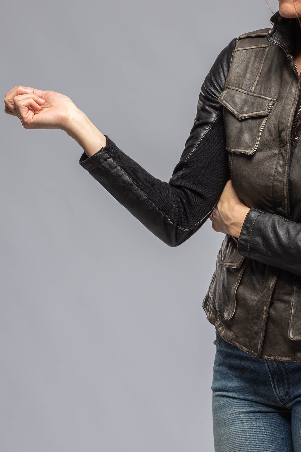 Gimo's | Guns & Roses Jacket In Military Olive Grey | Ladies - Outerwear - Leather