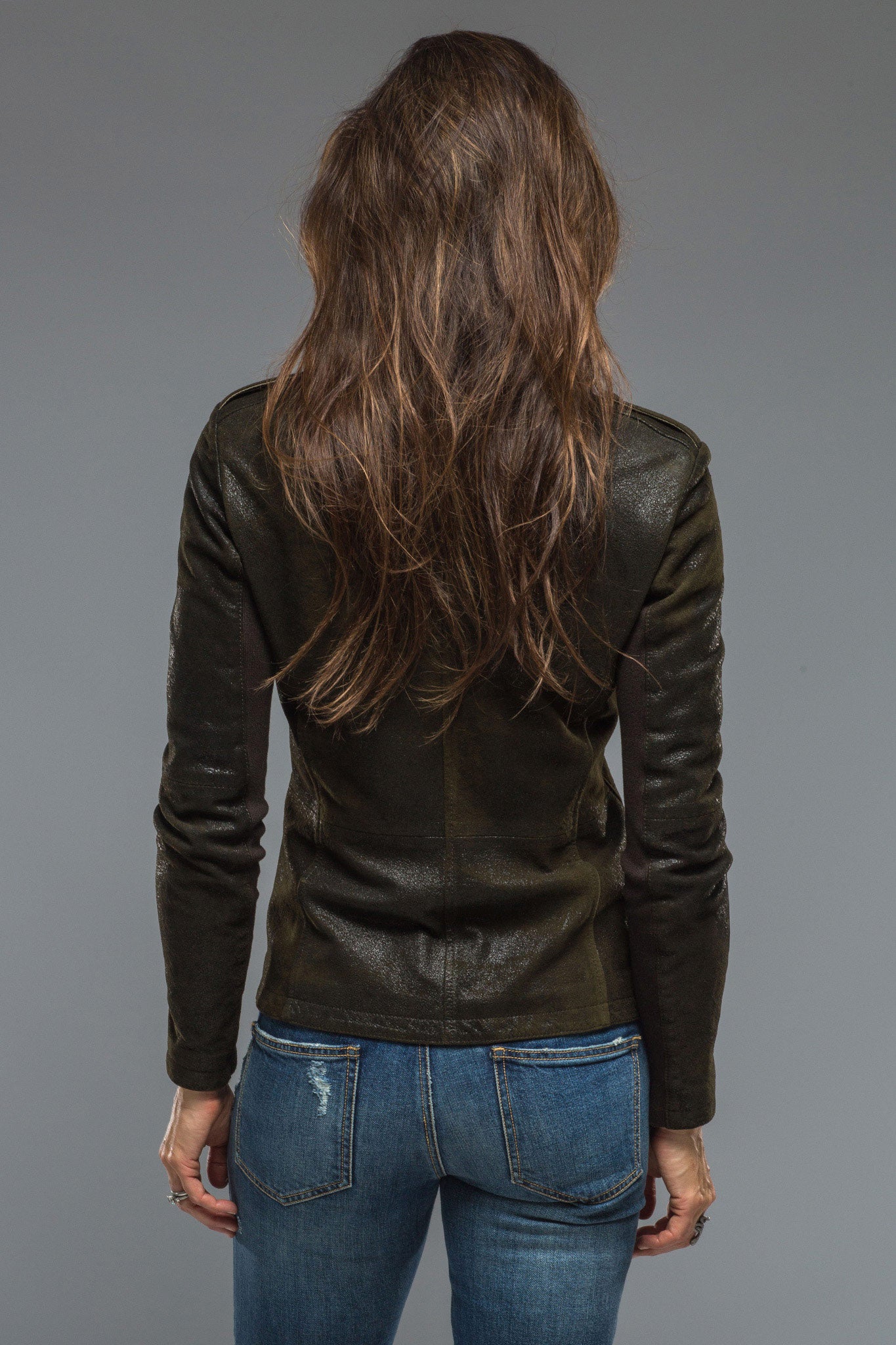Gimo's Guns & Roses Jacket in Vintage Olive Ladies - Outerwear - Leather