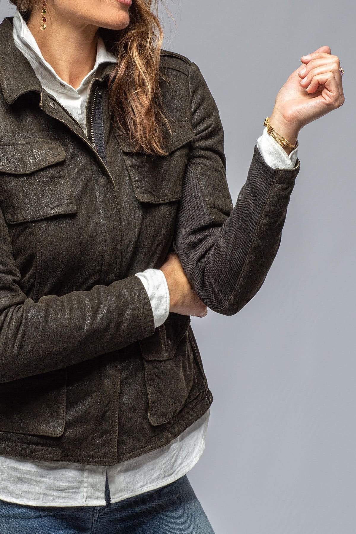 Gimo's | Guns & Roses Jacket in Vintage Olive | Ladies - Outerwear - Leather
