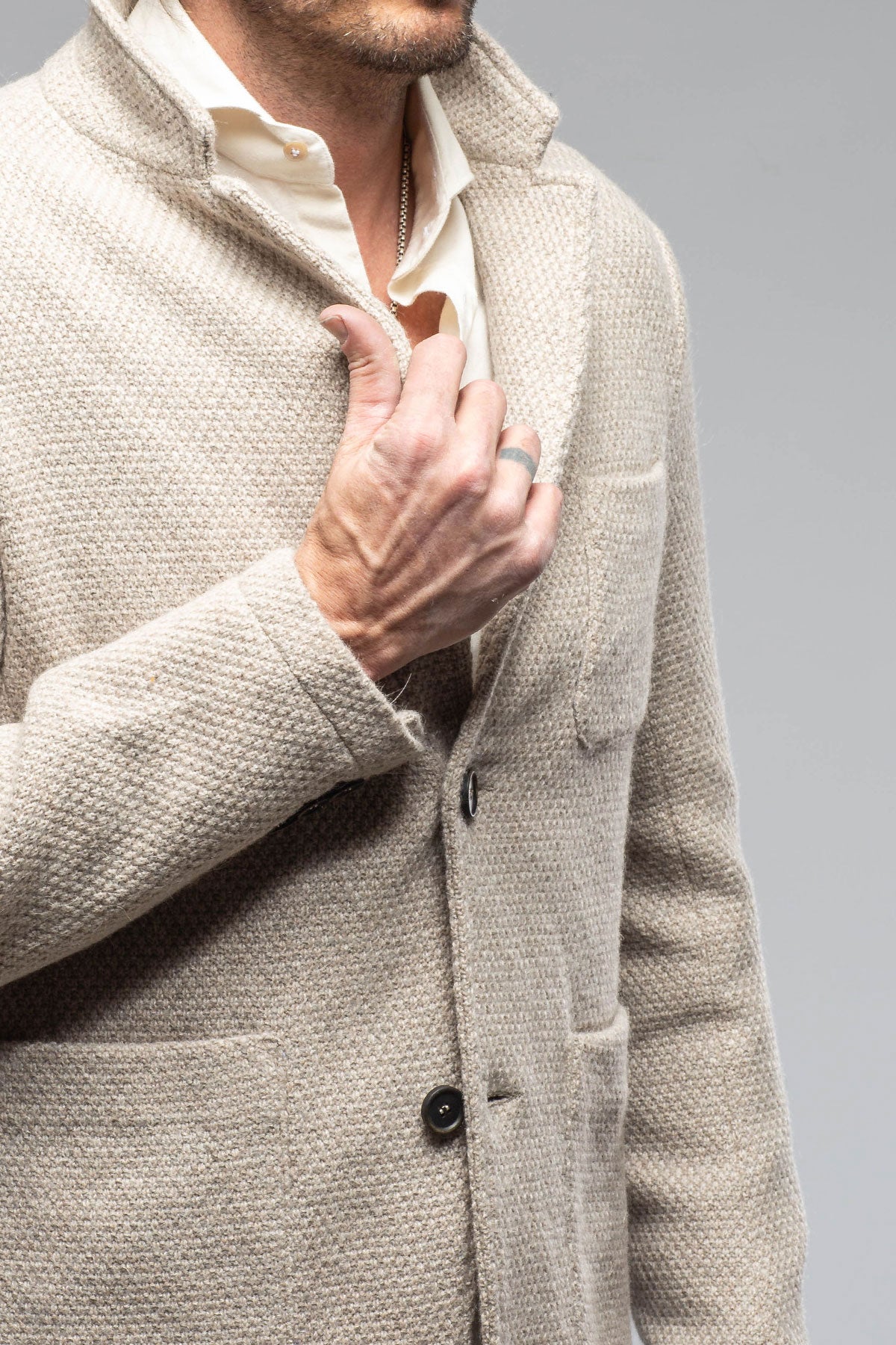 Gimo's Halifax Knit Coat in Stone Warehouse - Mens - Outerwear - Cloth